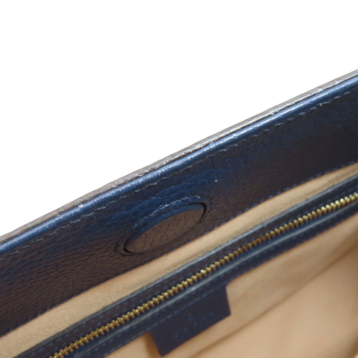 GUCCI Handbag 459076 Calfskin Navy Bamboo 2WAY Women Used