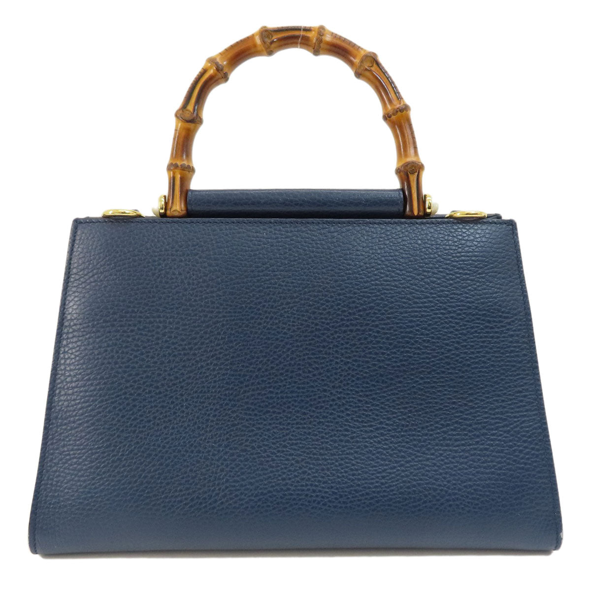 GUCCI Handbag 459076 Calfskin Navy Bamboo 2WAY Women Used