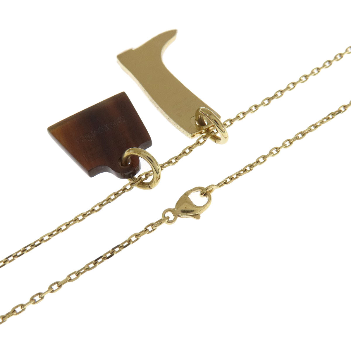 HERMES Necklace Metal, Buffalo Horn gold Amulet Marokiniye PM Women Used
