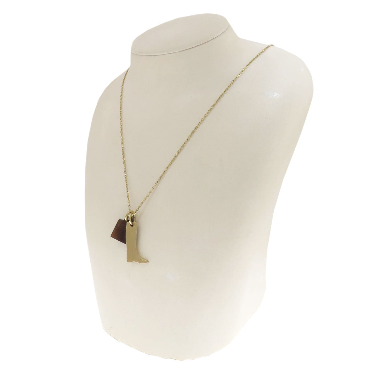 HERMES Necklace Metal, Buffalo Horn gold Amulet Marokiniye PM Women Used