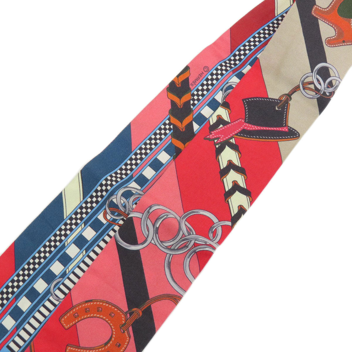 HERMES scarf silk Red Twilly Women Used