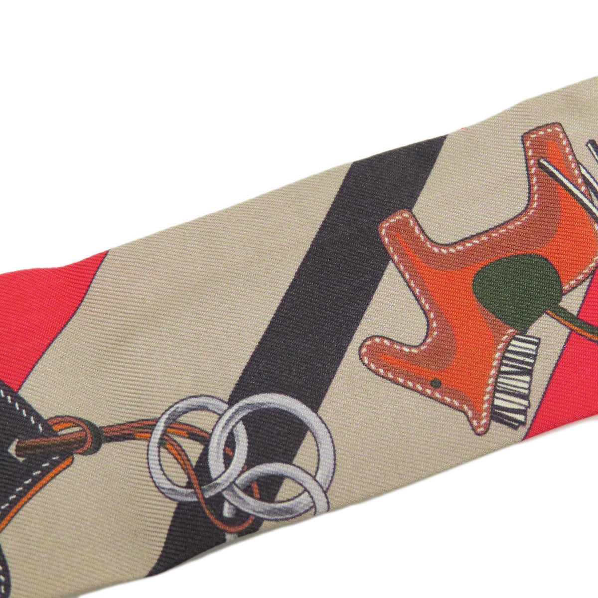 HERMES scarf silk Red Twilly Women Used