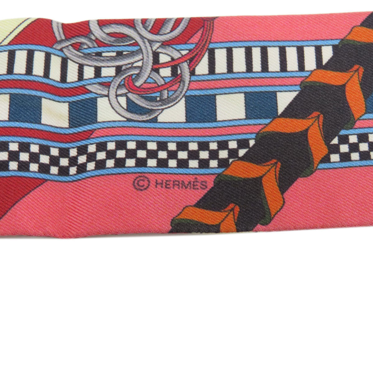 HERMES scarf silk Red Twilly Women Used