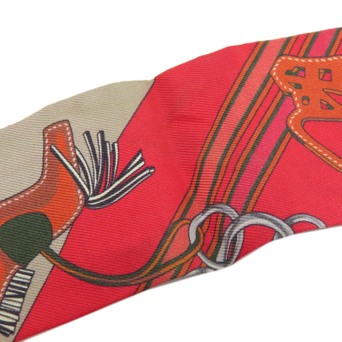 HERMES scarf silk Red Twilly Women Used