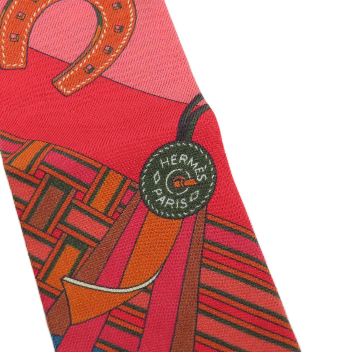 HERMES scarf silk Red Twilly Women Used