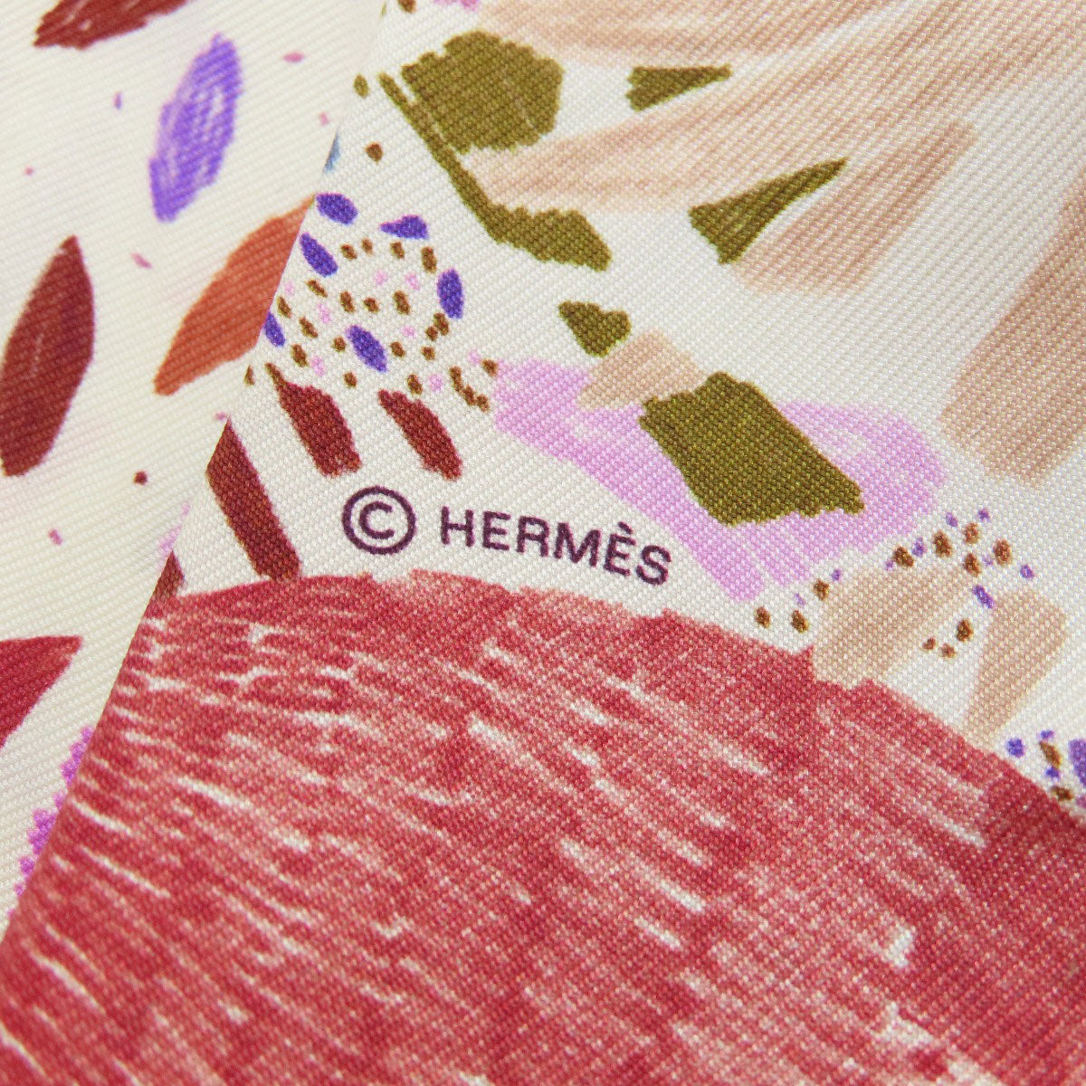 HERMES scarf silk Red Twilly Women Used