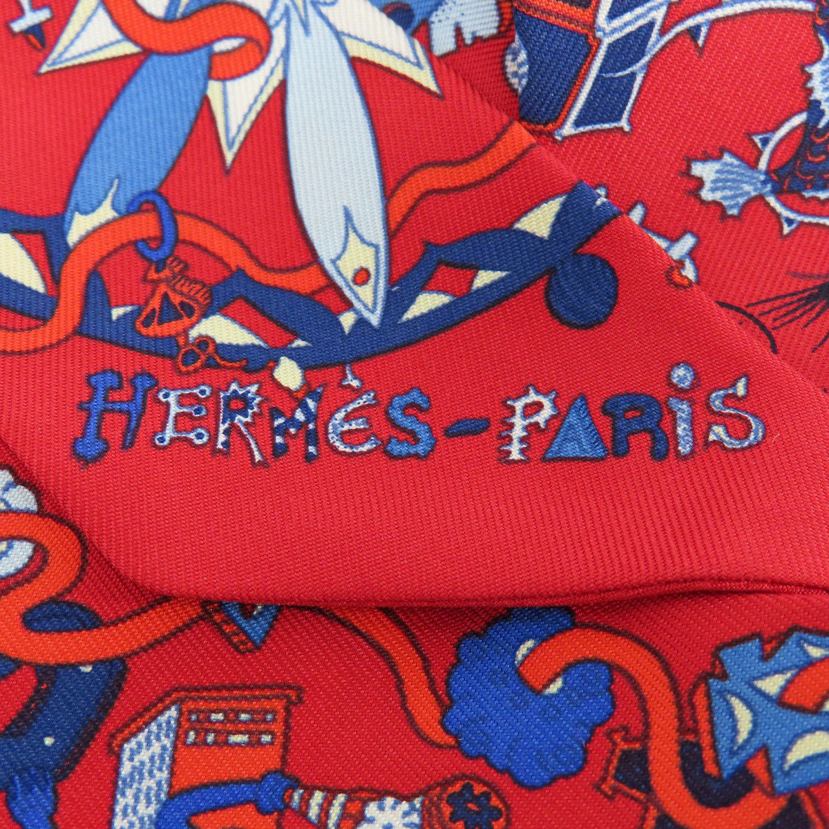 HERMES scarf silk Red Twilly Women Used