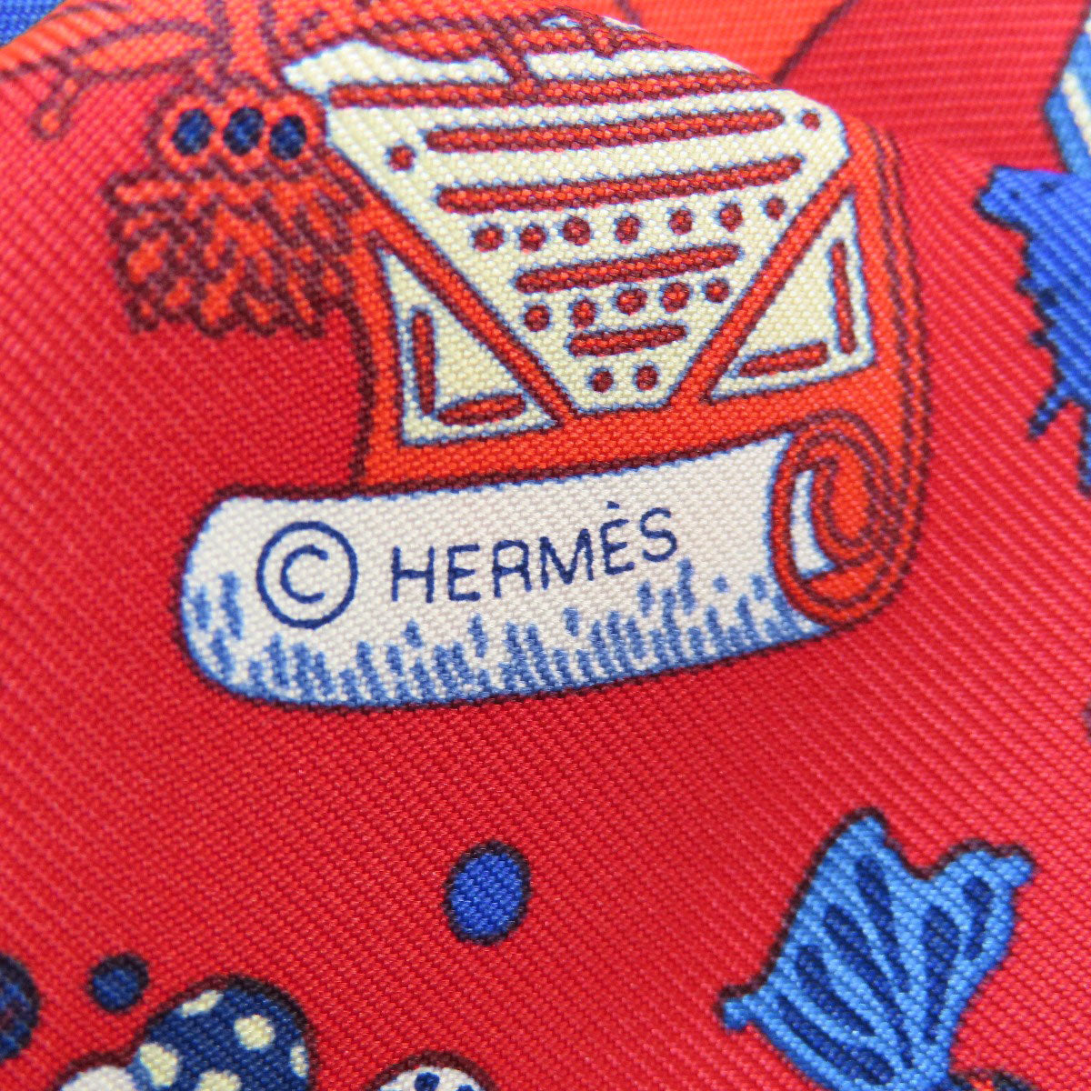 HERMES scarf silk Red Twilly Women Used