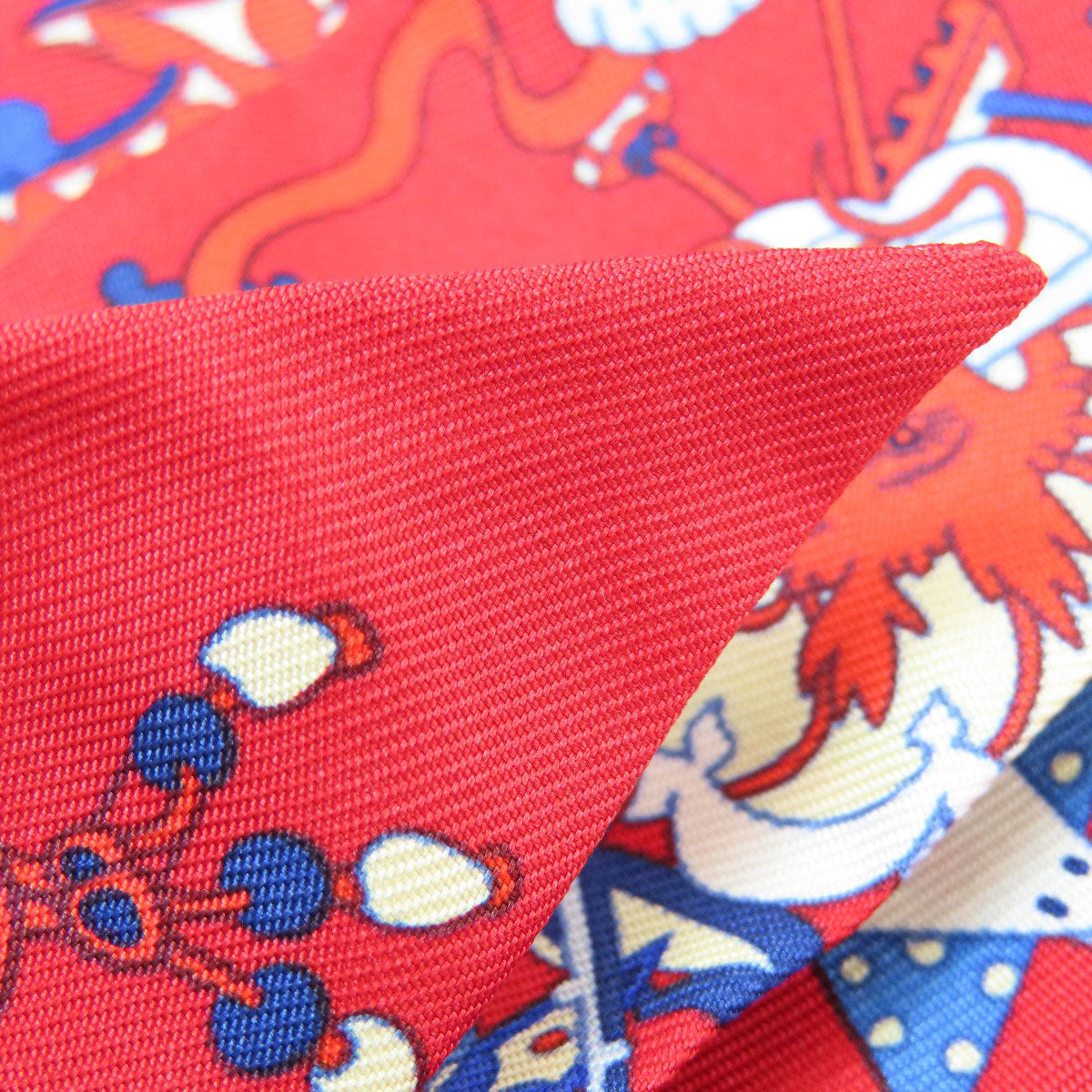 HERMES scarf silk Red Twilly Women Used