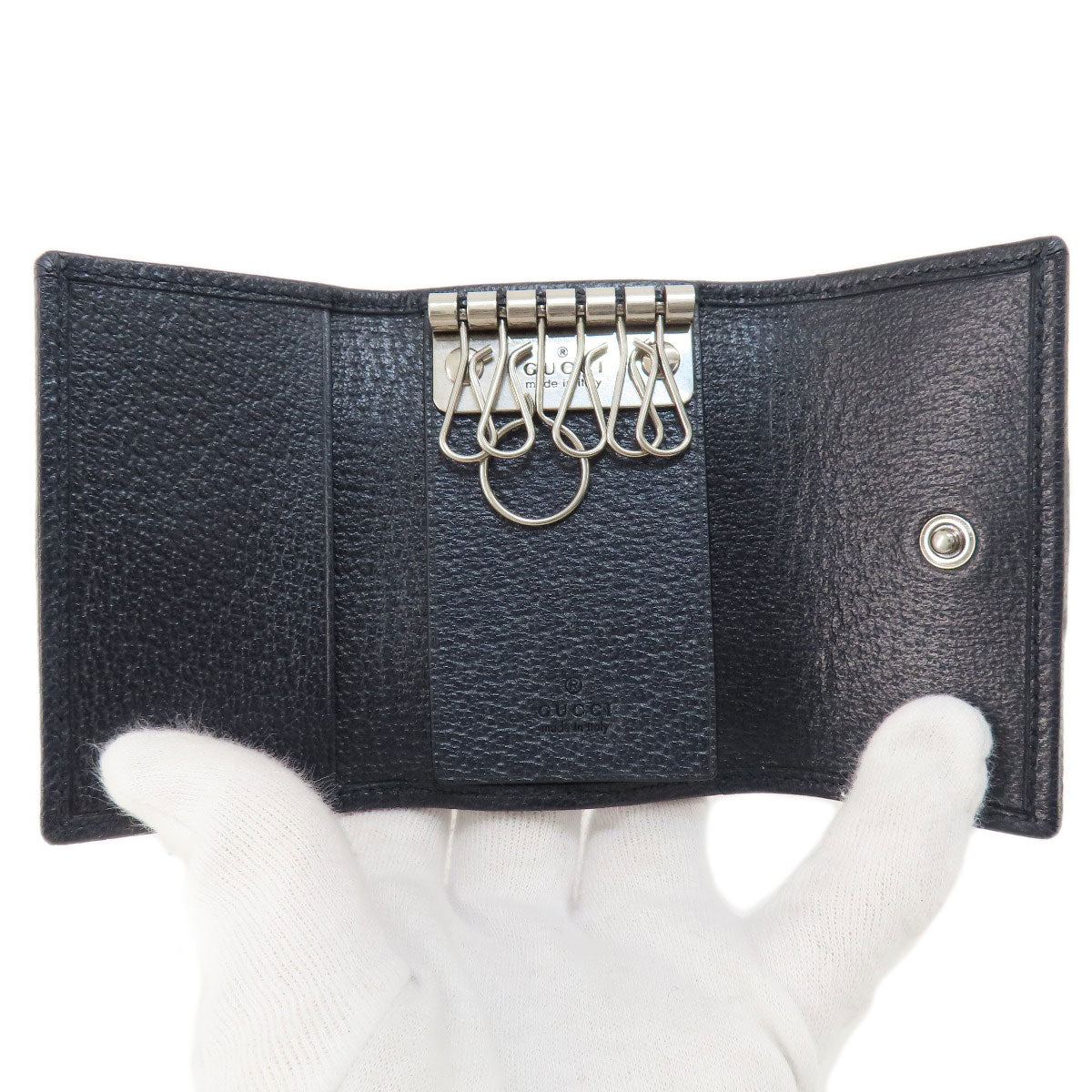 GUCCI Key case Key holder  603732 PVC Navy Ophidia GG