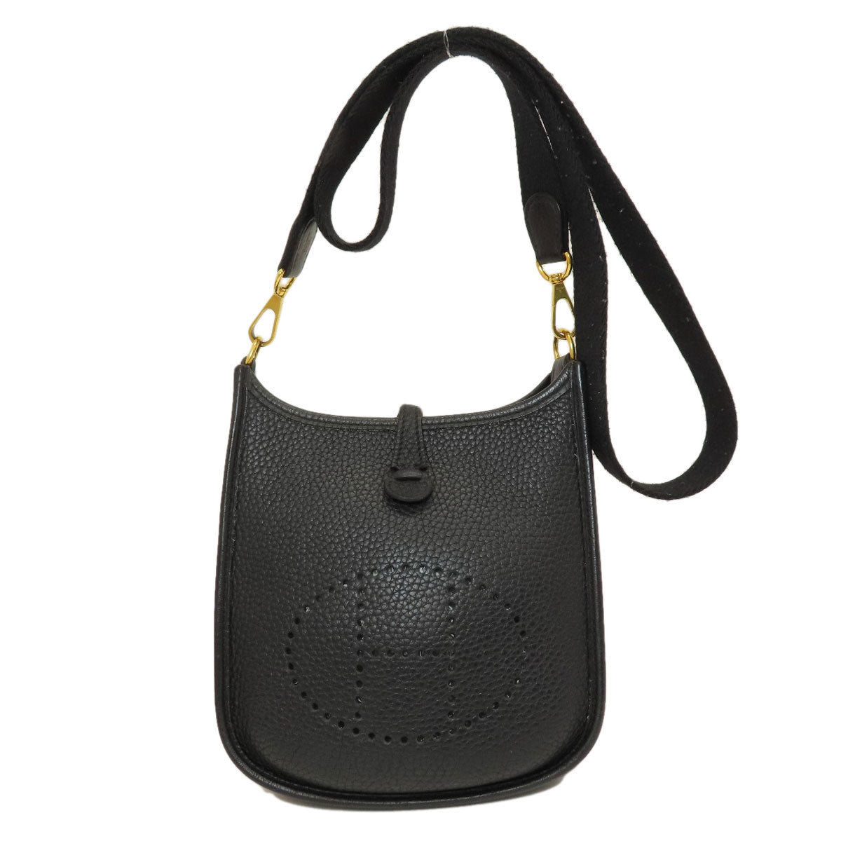 HERMES Shoulder Bag Taurillon Clemence black Evelyn TPM Black Gold Metal Women Used