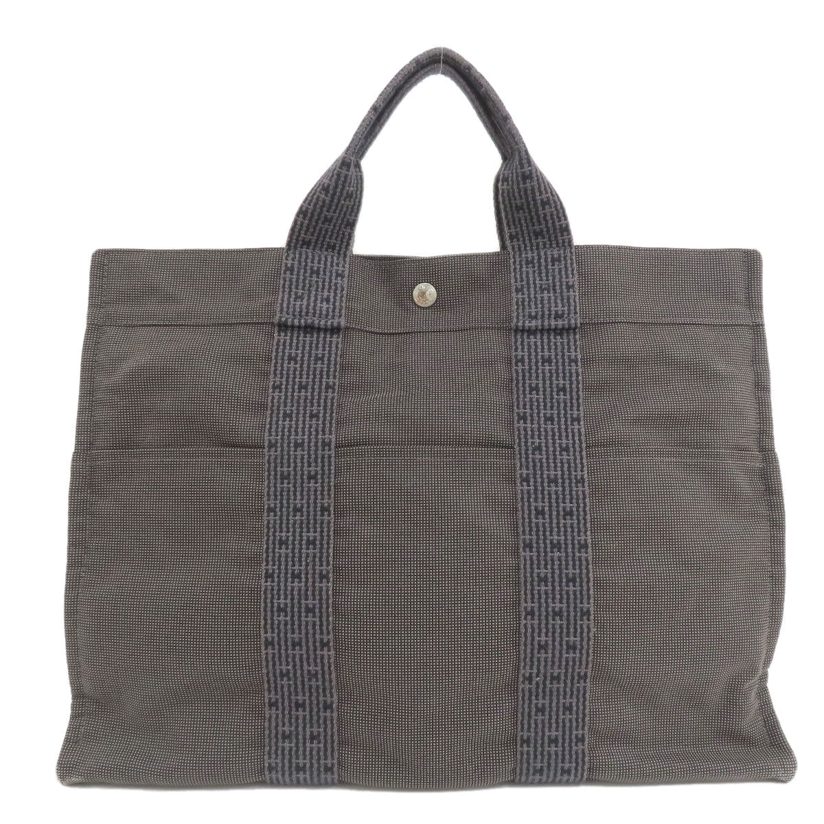 HERMES Tote Bag canvas gray Her LineMM Women Used