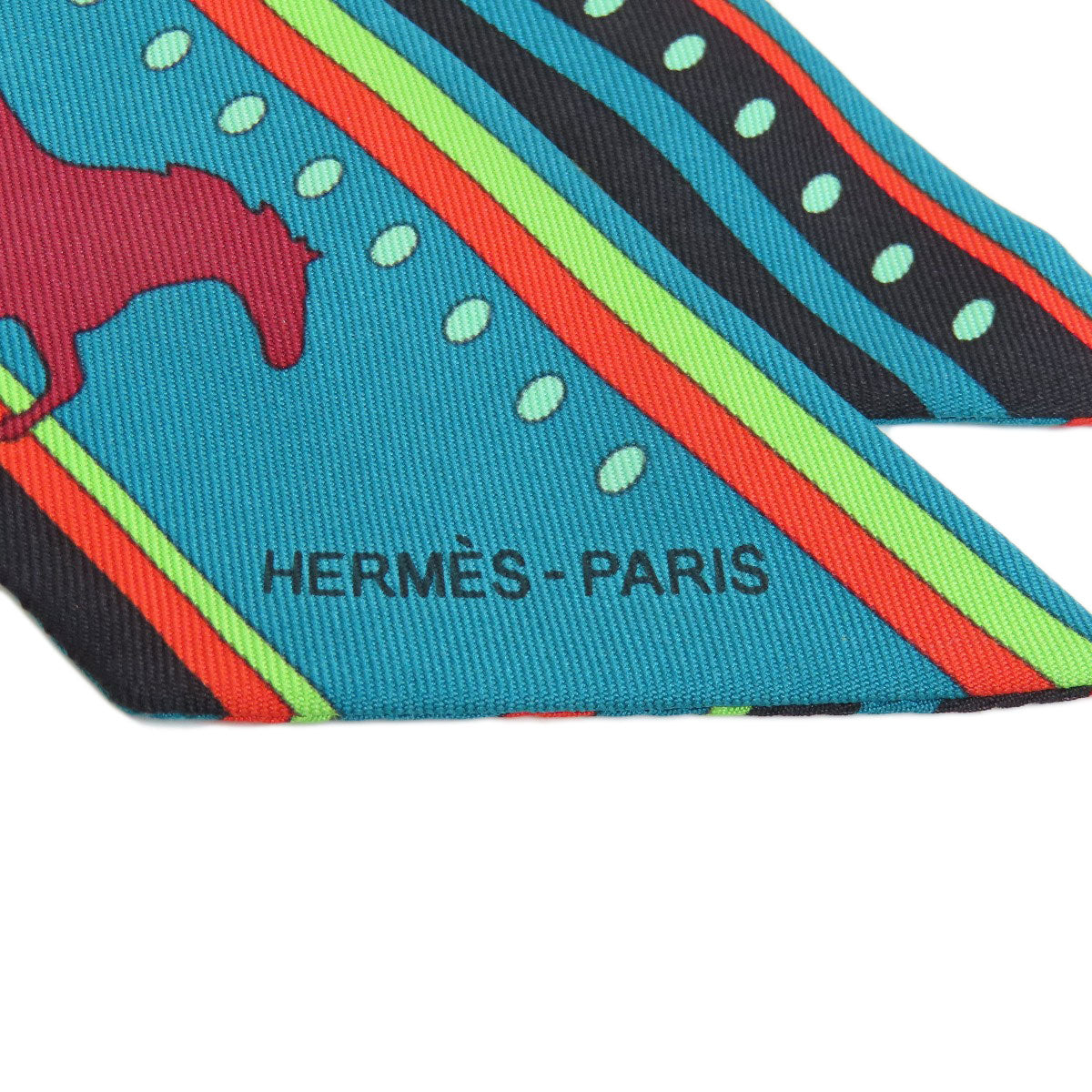 HERMES scarf silk green Twilly Women Used