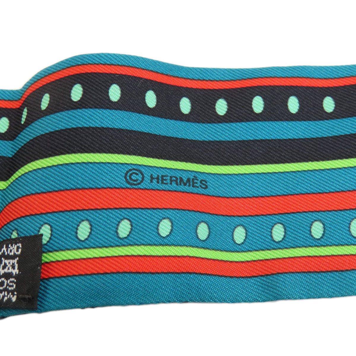 HERMES scarf silk green Twilly Women Used