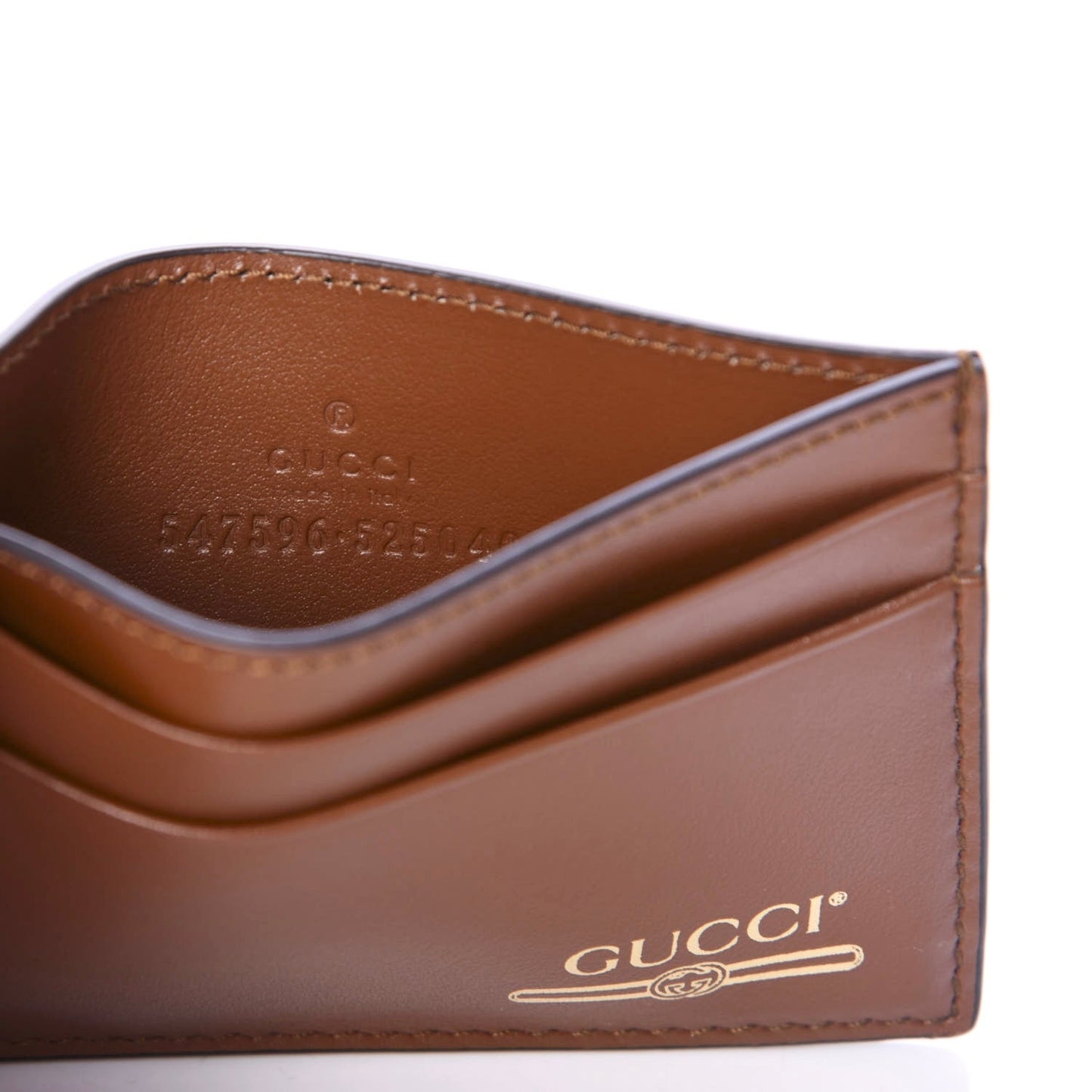 Gucci Print Logo Leather Cardholder in Brown