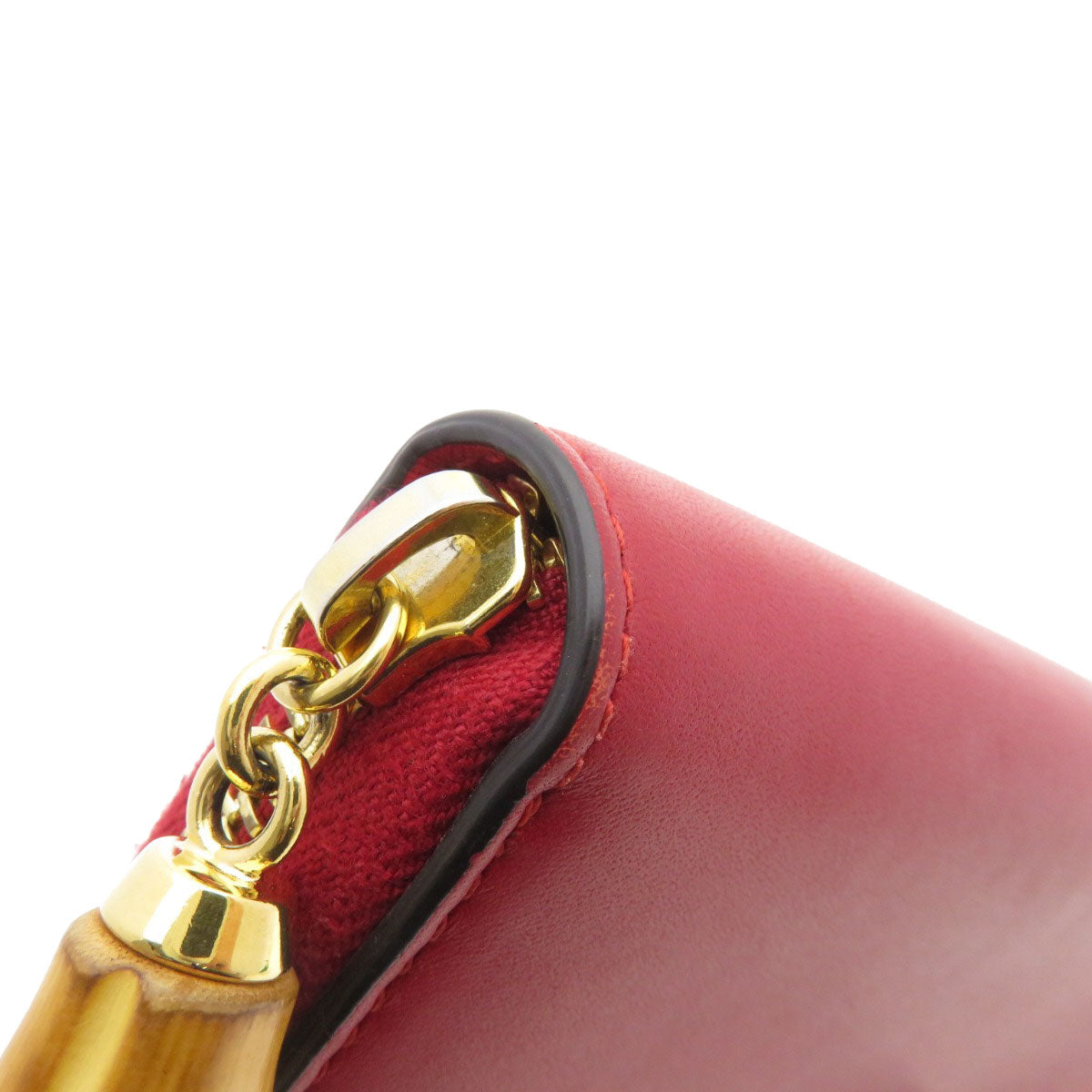 GUCCI Long Wallet Purse 453158 Calfskin Red Bamboo