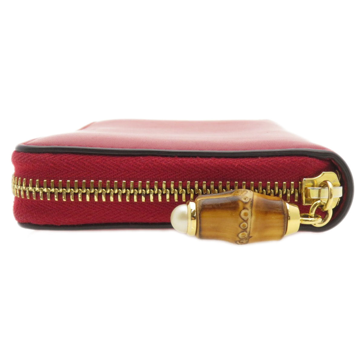 GUCCI Long Wallet Purse 453158 Calfskin Red Bamboo