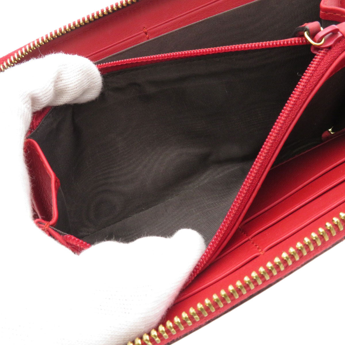 GUCCI Long Wallet Purse 453158 Calfskin Red Bamboo