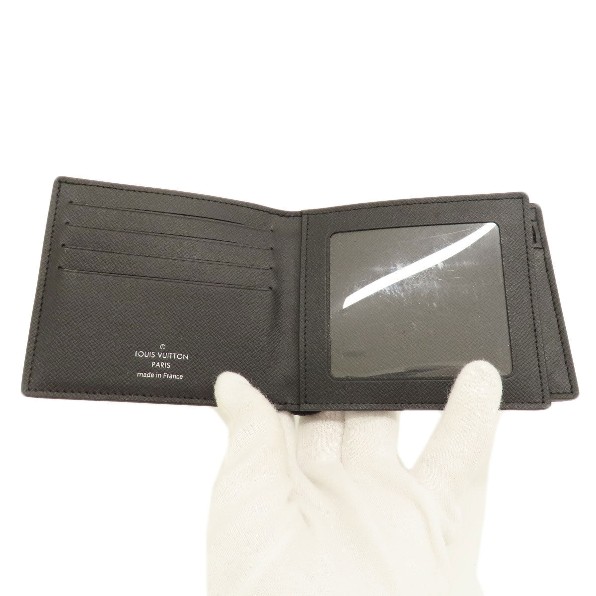 LOUIS VUITTON Bifold Wallet M62045 Taiga Leather black Portefeuille Amerigo NM mens Used