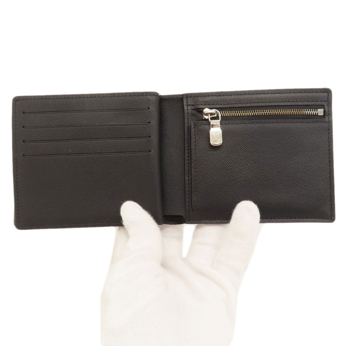 LOUIS VUITTON Bifold Wallet M62045 Taiga Leather black Portefeuille Amerigo NM mens Used