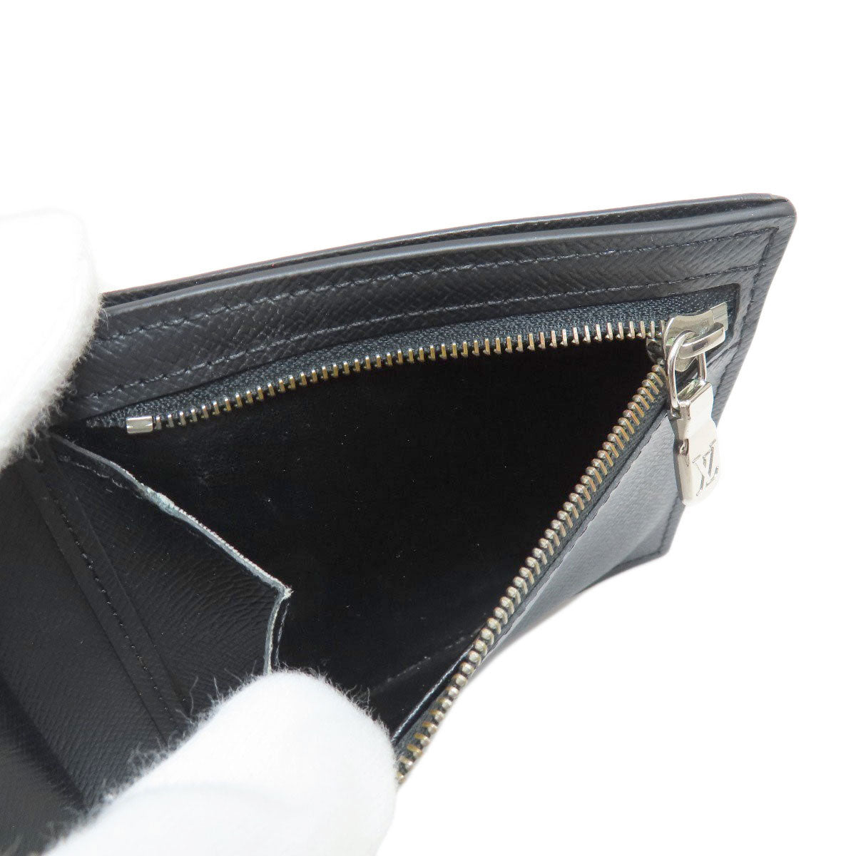 LOUIS VUITTON Bifold Wallet M62045 Taiga Leather black Portefeuille Amerigo NM mens Used