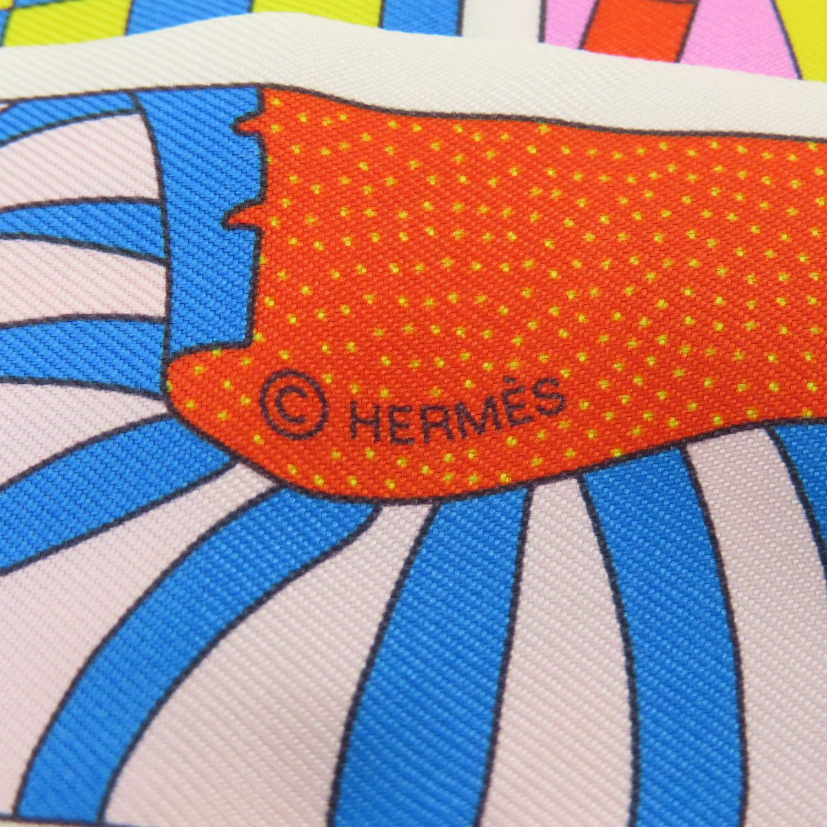 HERMES scarf silk white Twilly Women Used
