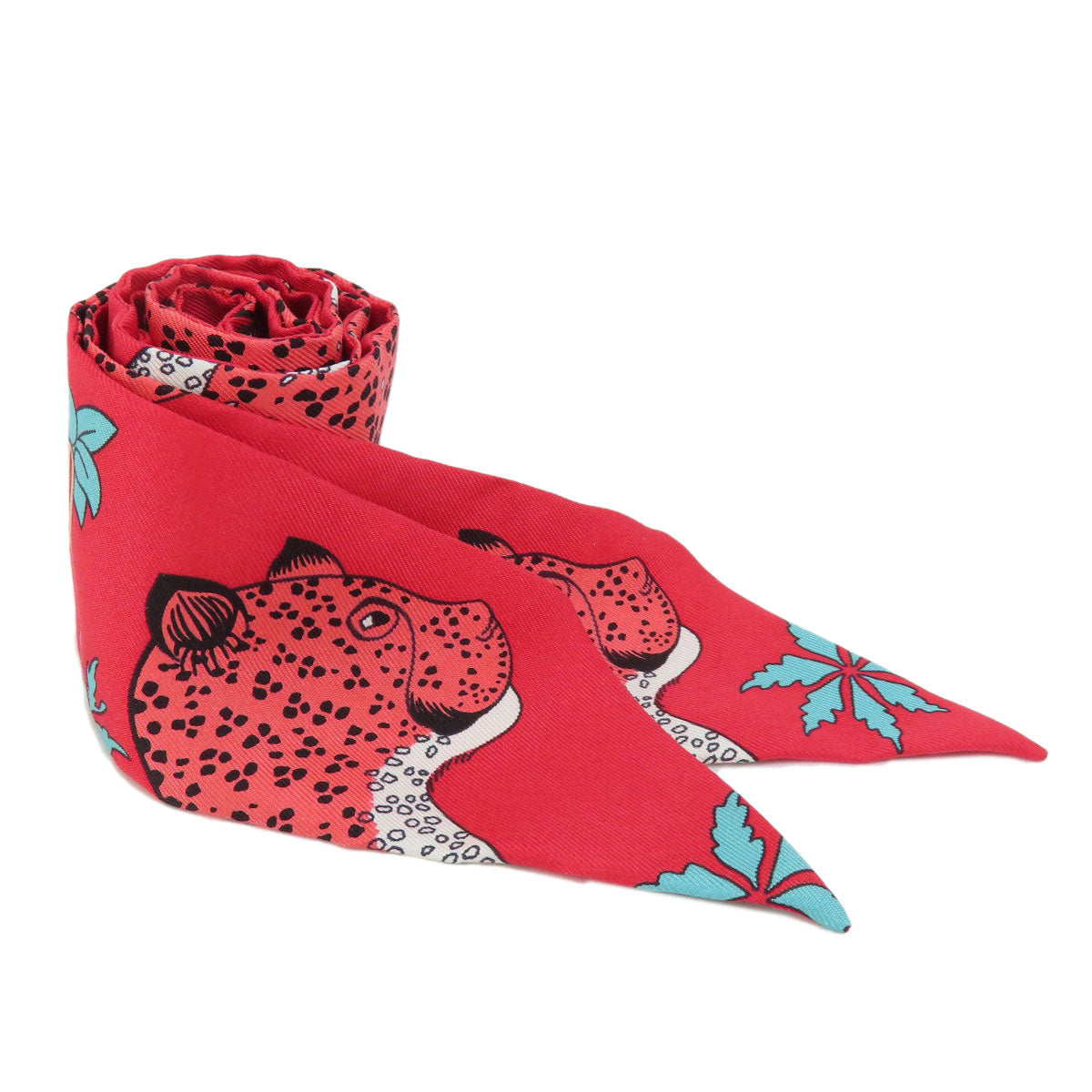 HERMES scarf silk Red Twilly Women Used