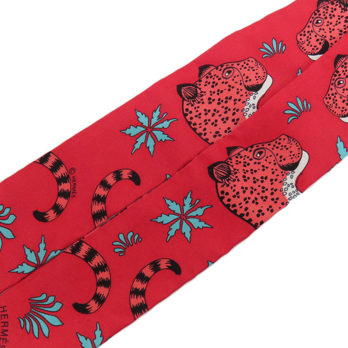 HERMES scarf silk Red Twilly Women Used