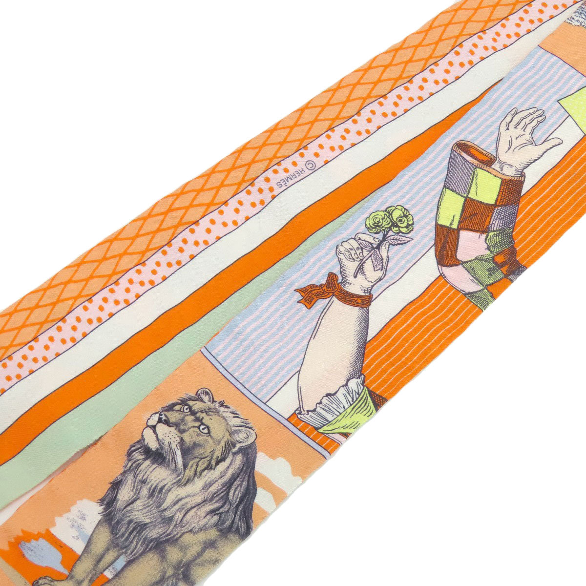 HERMES scarf silk Orange Twilly Women Used