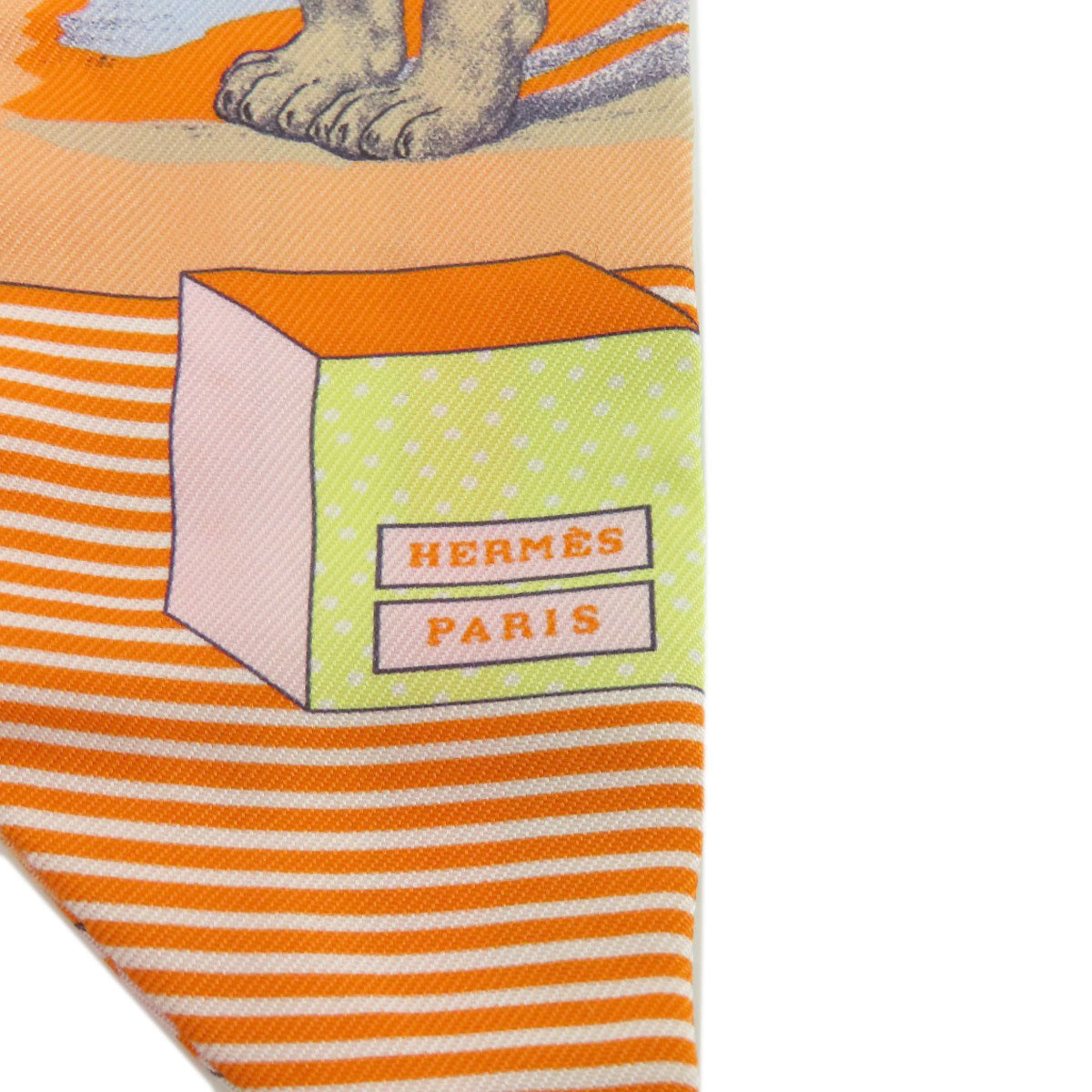 HERMES scarf silk Orange Twilly Women Used