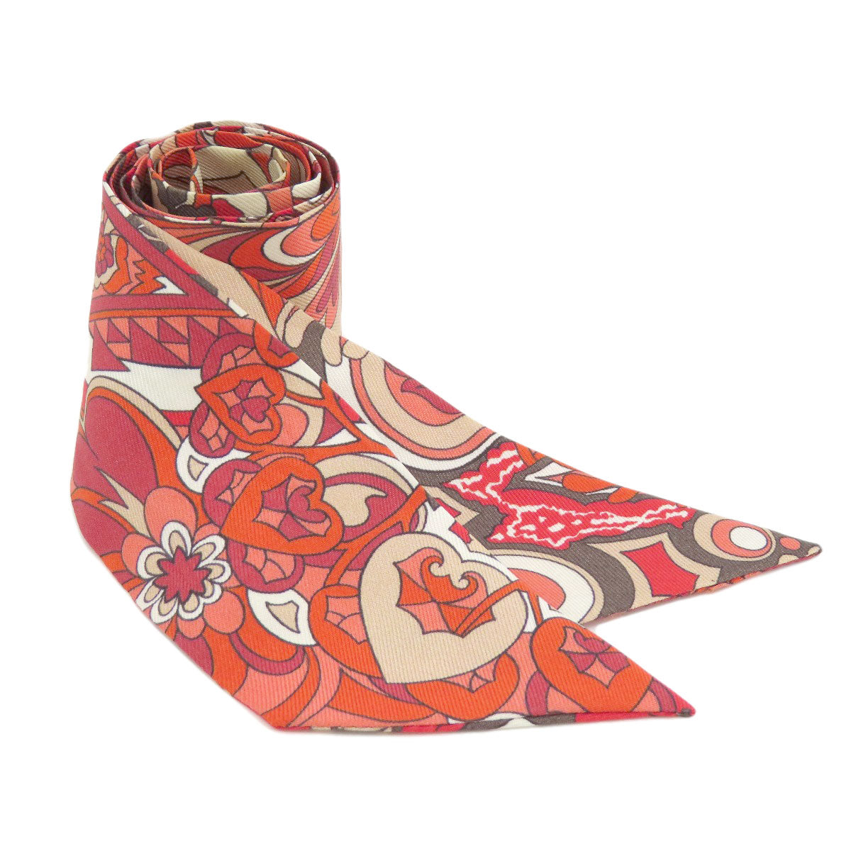 HERMES scarf silk Red Twilly Women Used