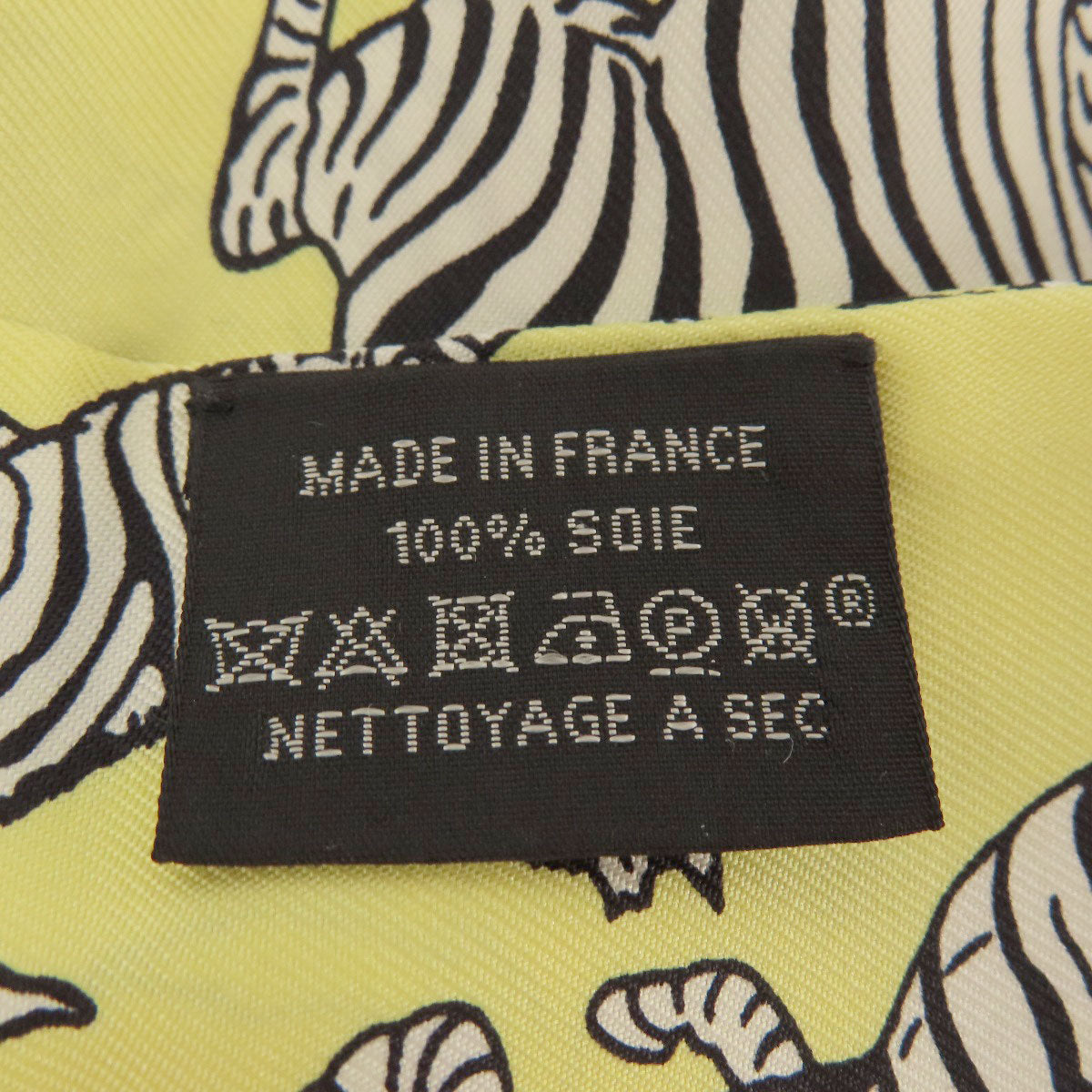 HERMES scarf silk yellow Twilly zebra motif Women Used