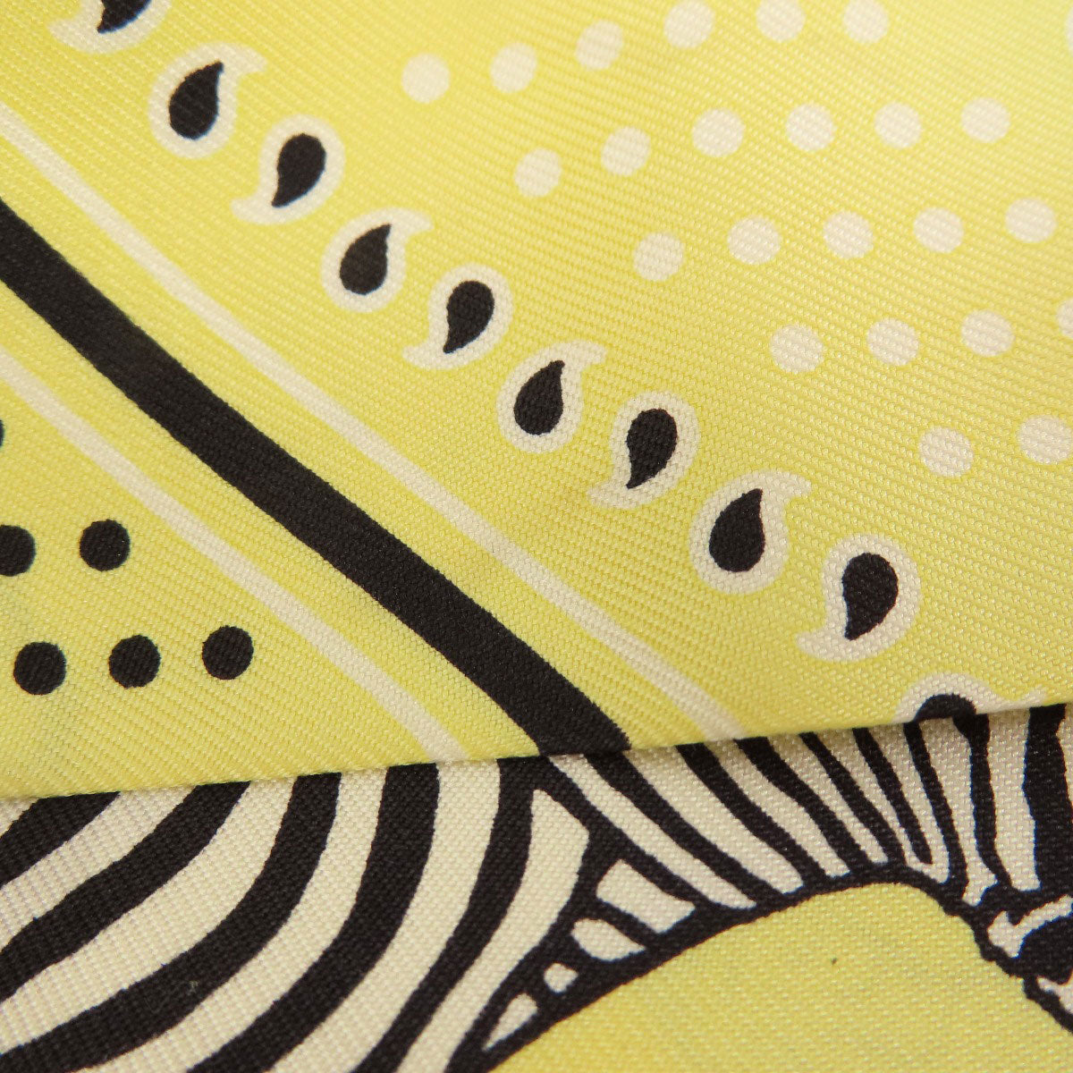 HERMES scarf silk yellow Twilly zebra motif Women Used