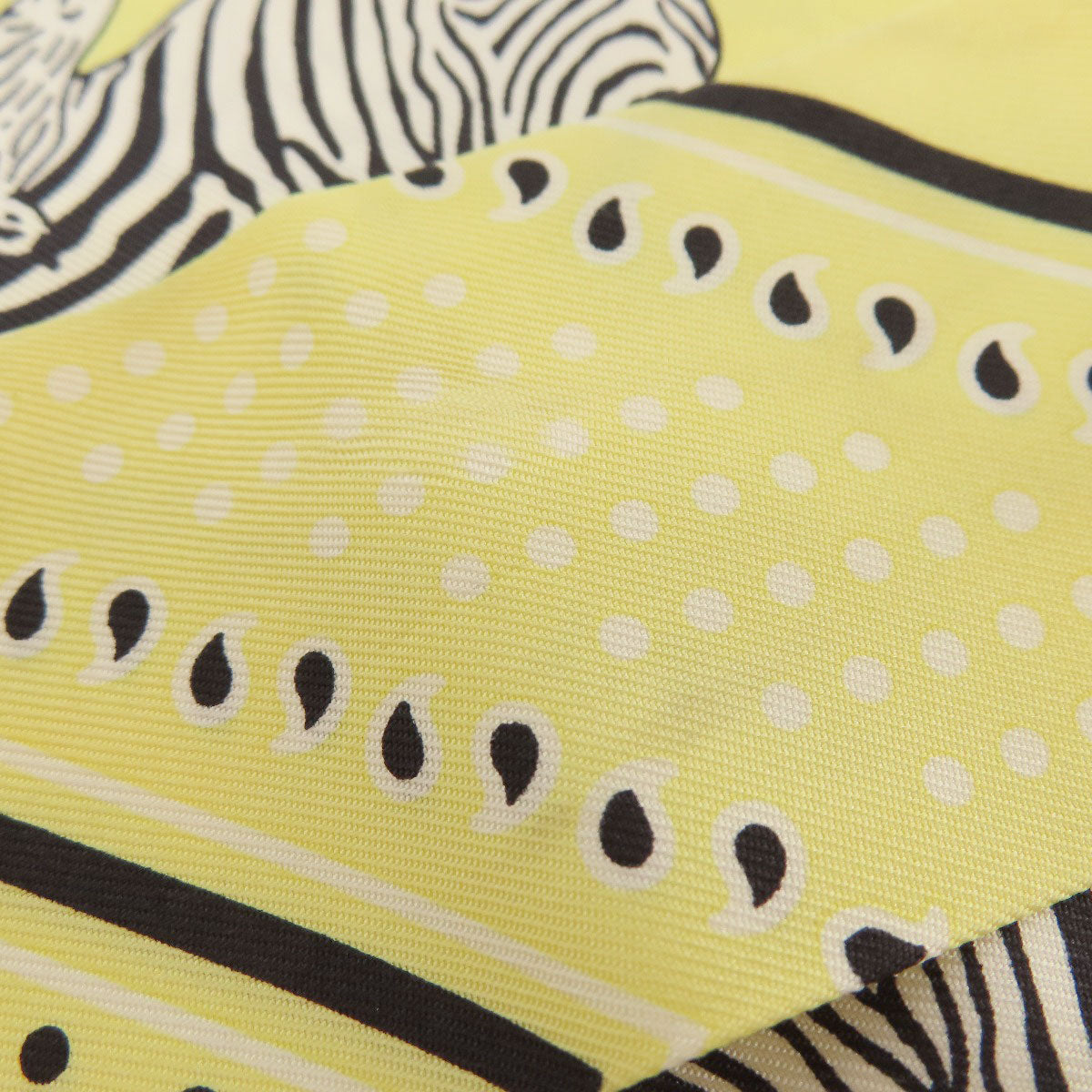 HERMES scarf silk yellow Twilly zebra motif Women Used