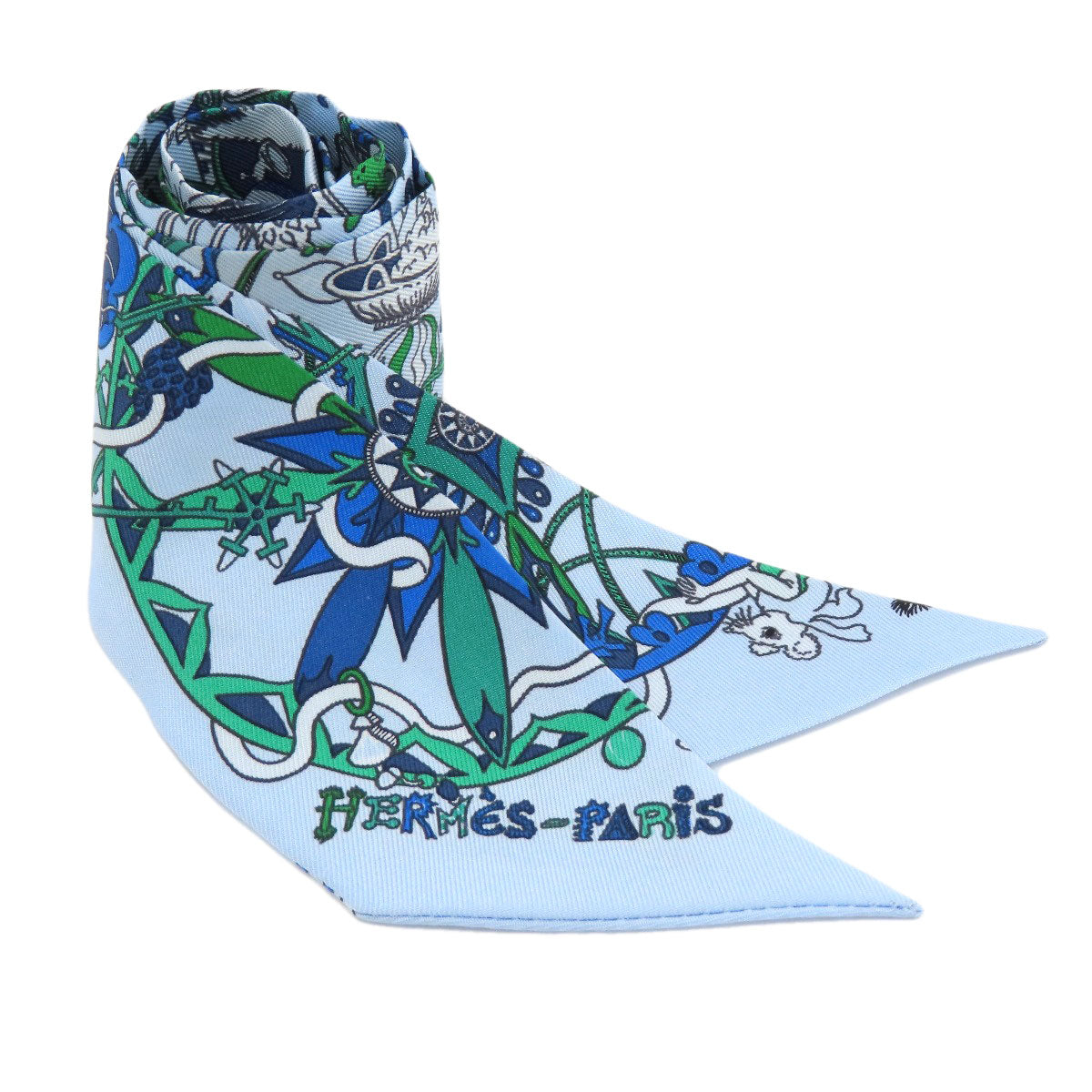HERMES scarf silk blue Twilly Women Used