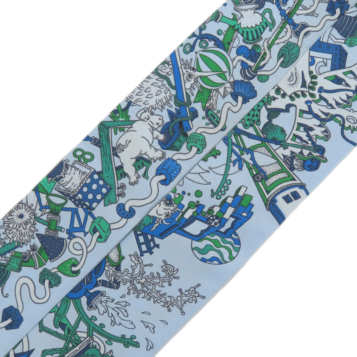 HERMES scarf silk blue Twilly Women Used