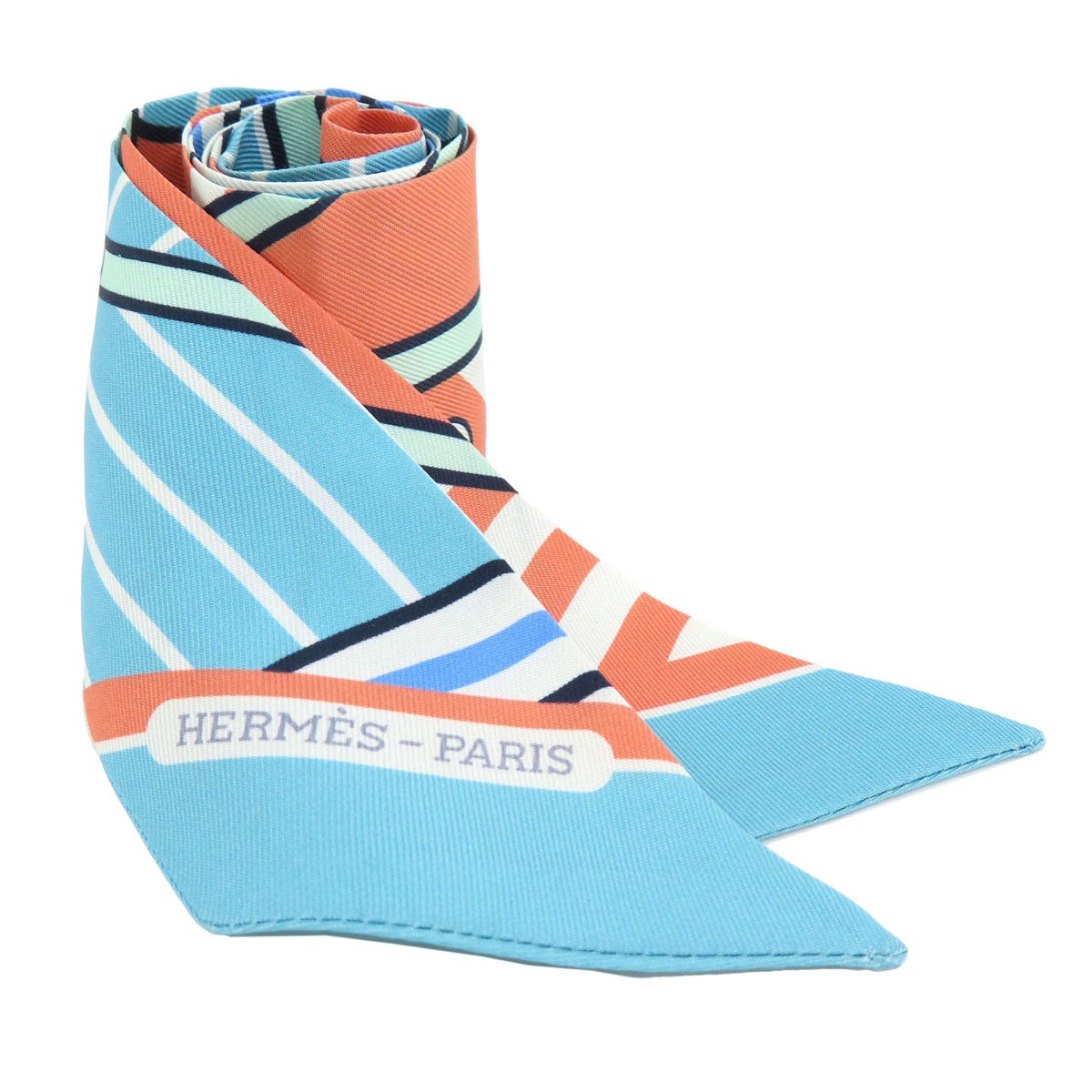 HERMES scarf silk blue Twilly Women Used