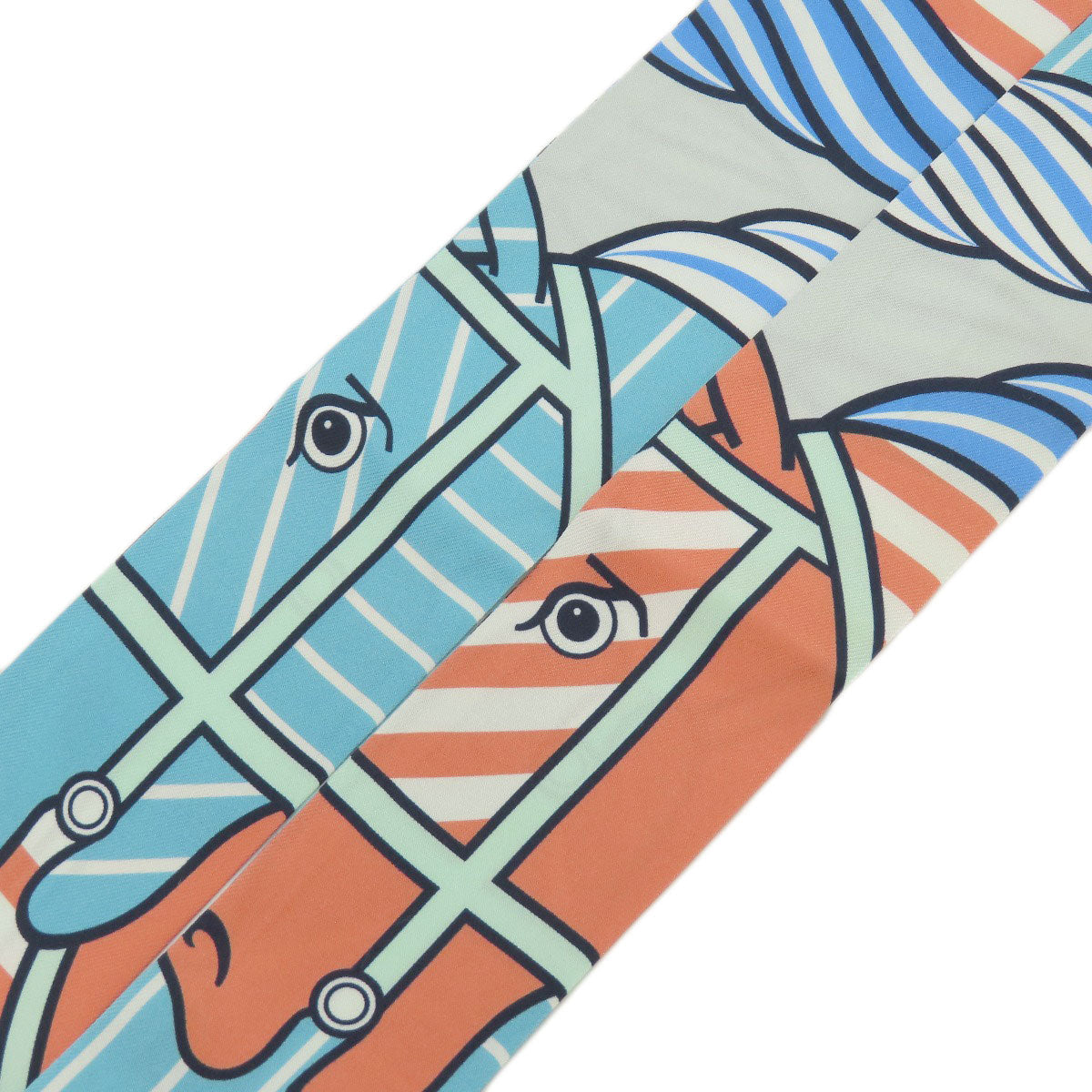 HERMES scarf silk blue Twilly Women Used