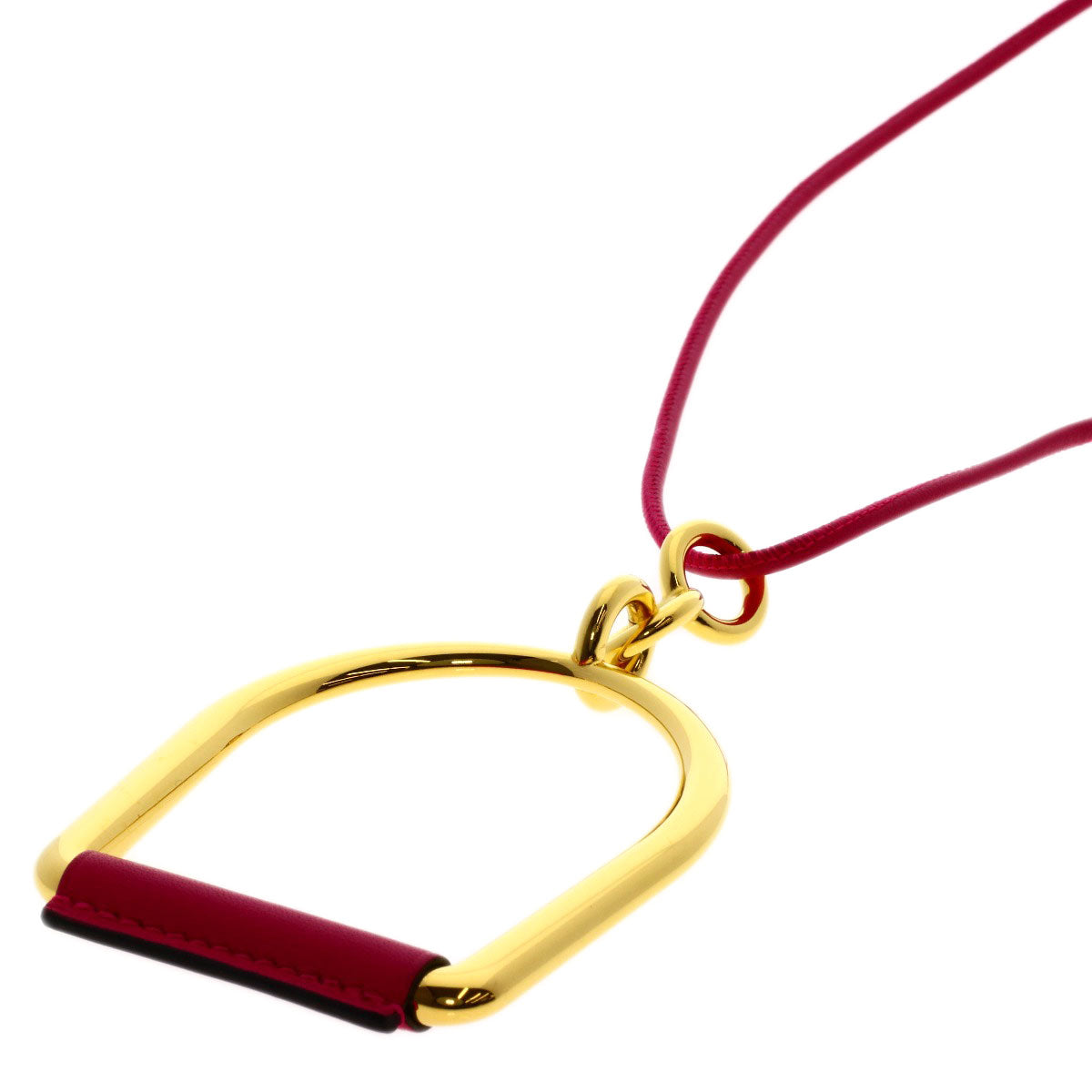 HERMES Necklace metallic pink Eritage Equestre GM Women Used