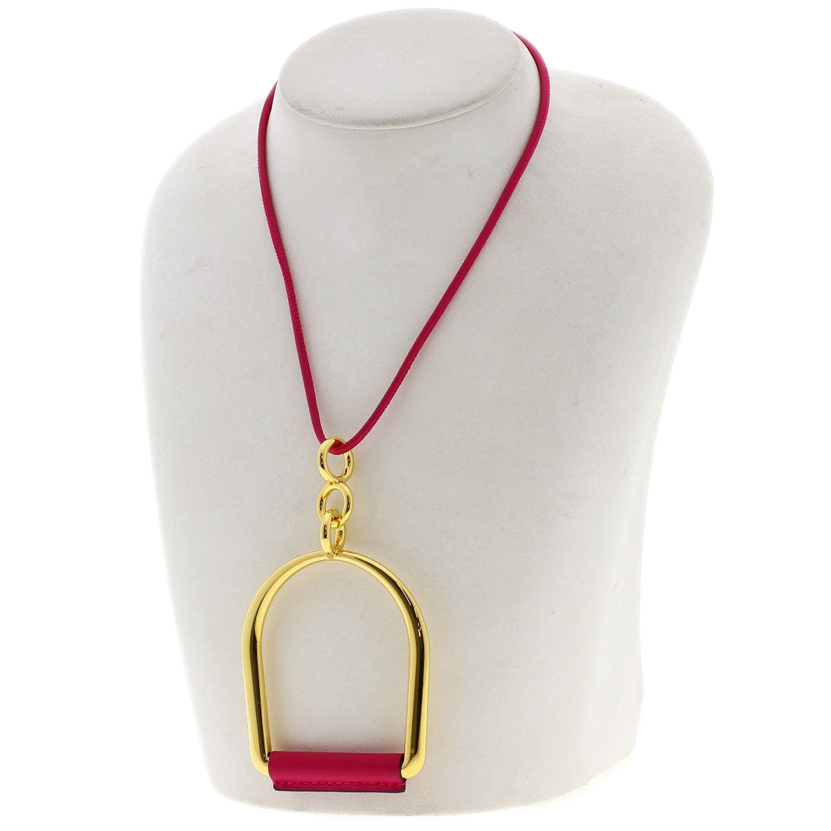 HERMES Necklace metallic pink Eritage Equestre GM Women Used
