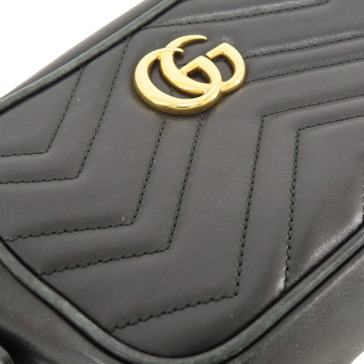 GUCCI Shoulder Bag 448065 Calfskin black GG Marmont mini bag Women Used