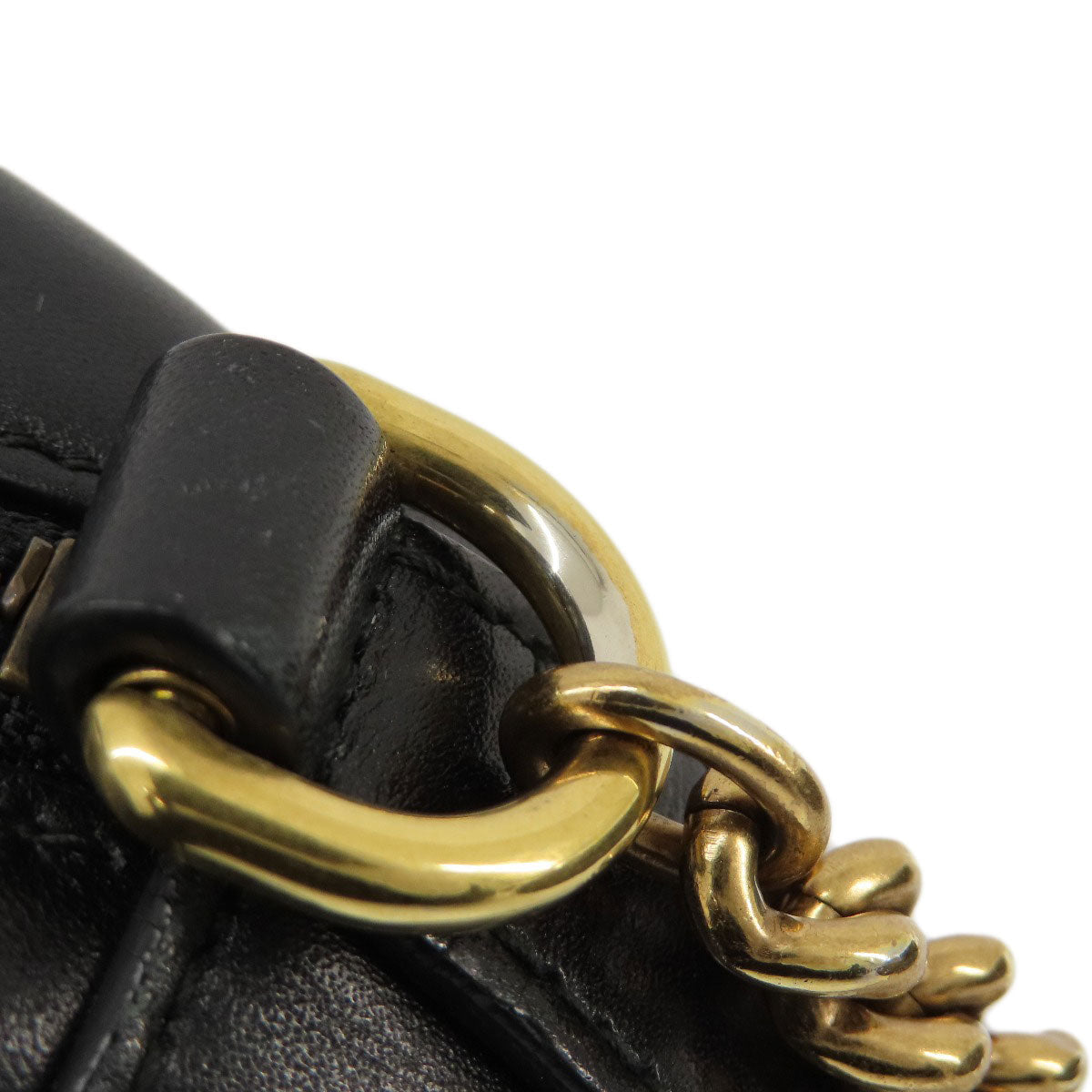 GUCCI Shoulder Bag 448065 Calfskin black GG Marmont mini bag Women Used