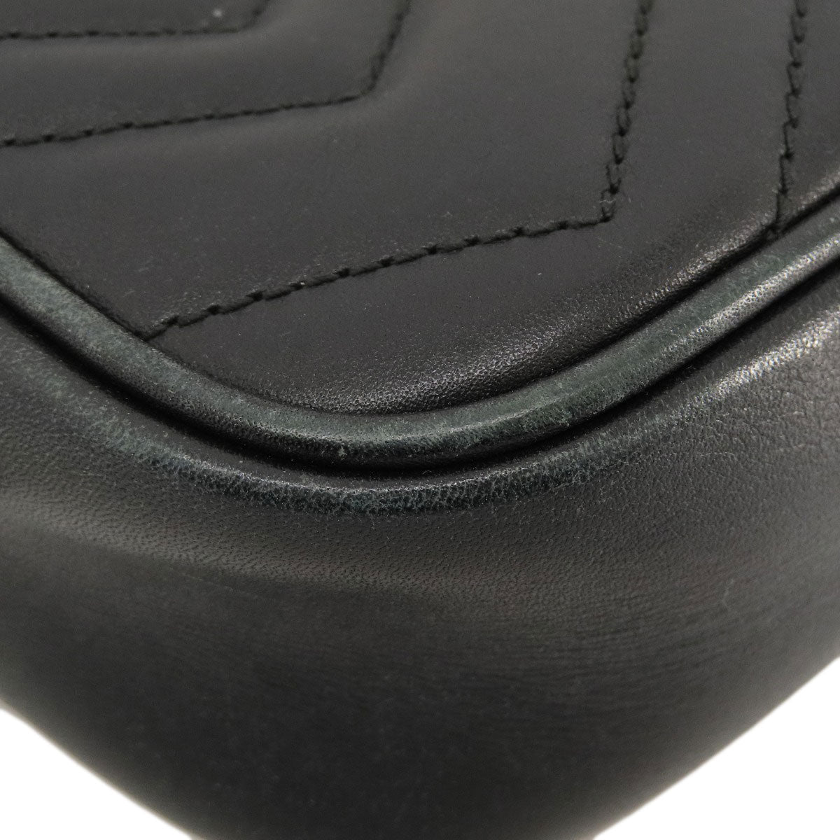 GUCCI Shoulder Bag 448065 Calfskin black GG Marmont mini bag Women Used