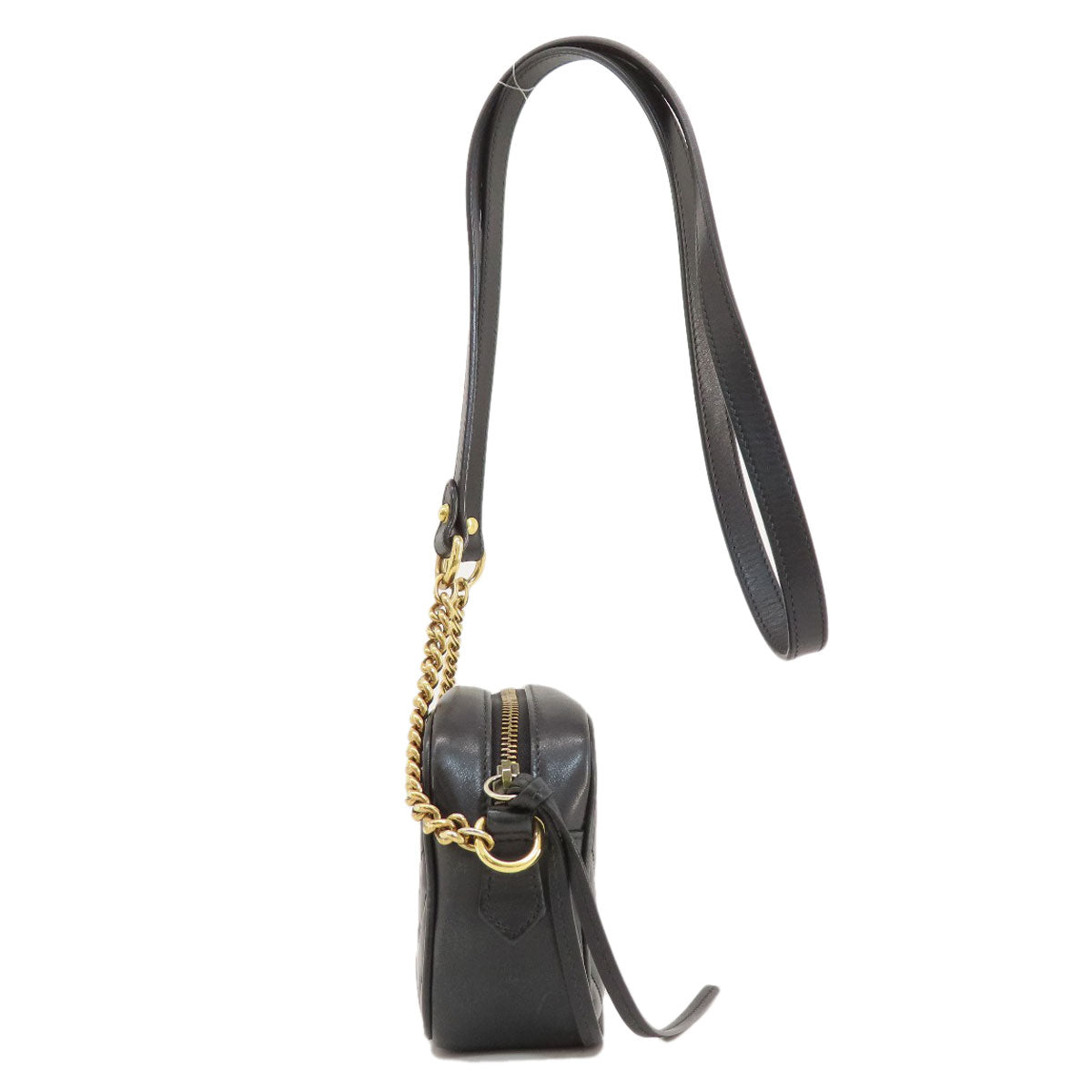 GUCCI Shoulder Bag 448065 Calfskin black GG Marmont mini bag Women Used