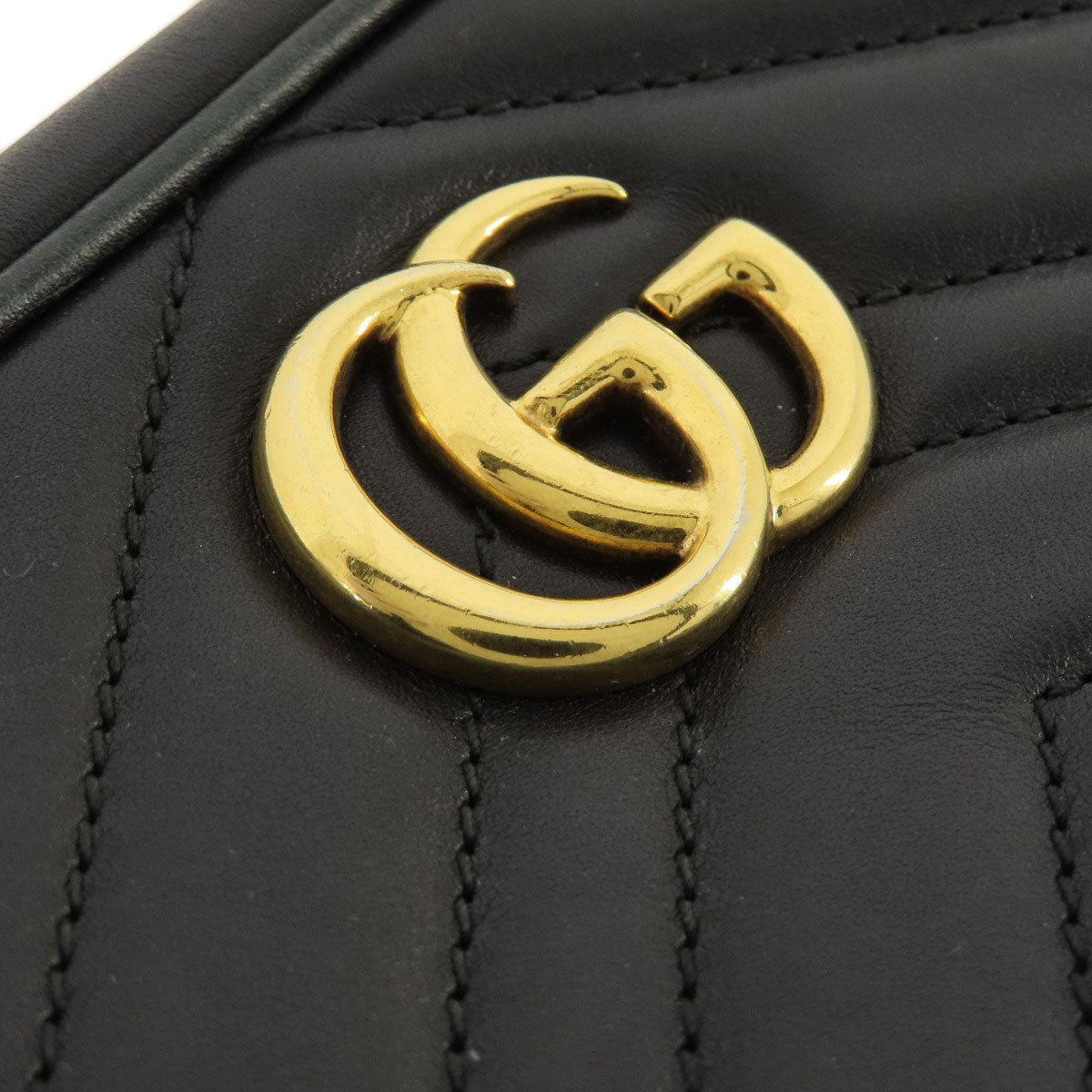 GUCCI Shoulder Bag 448065 Calfskin black GG Marmont mini bag Women Used