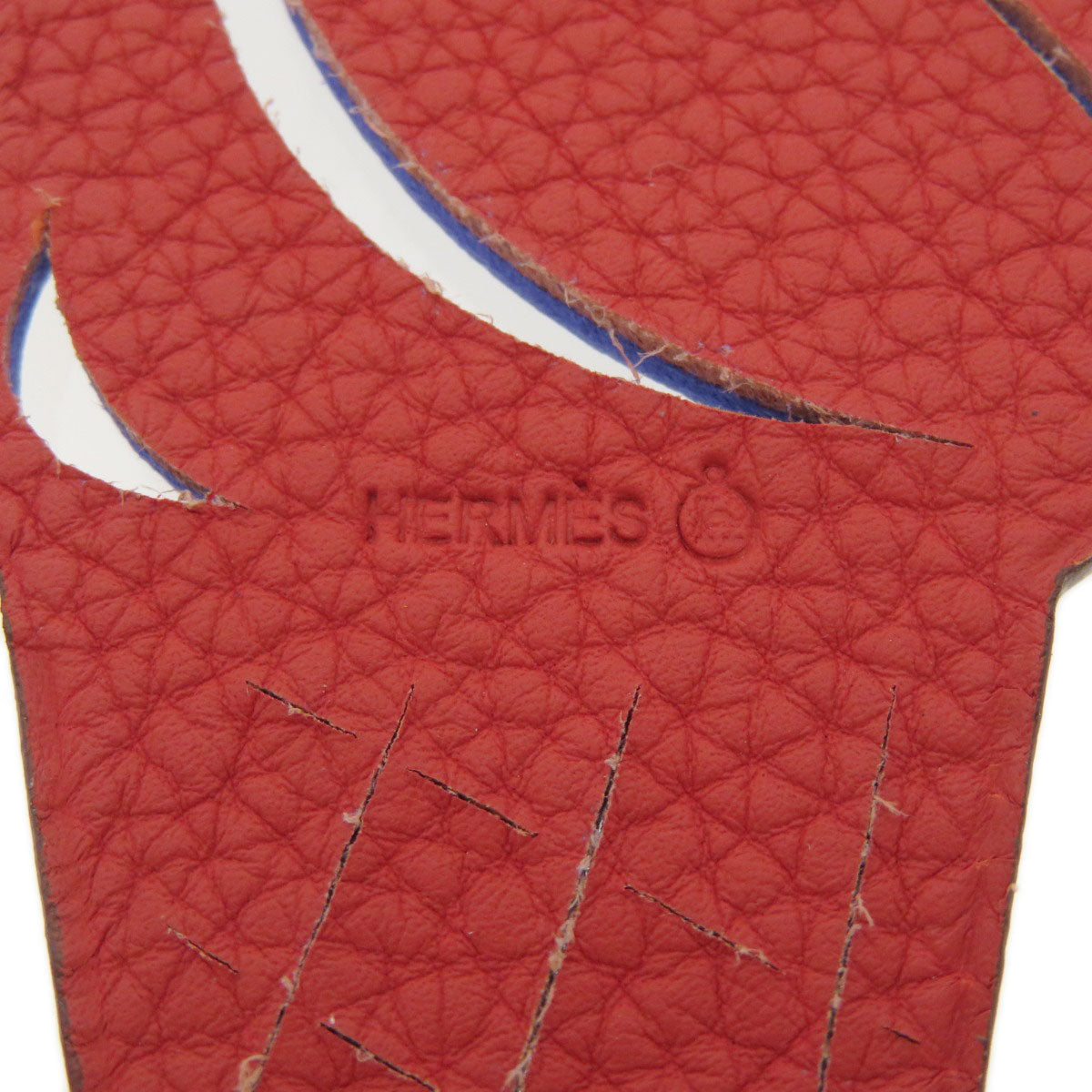 HERMES key ring leather blue Petite Charm Women Used