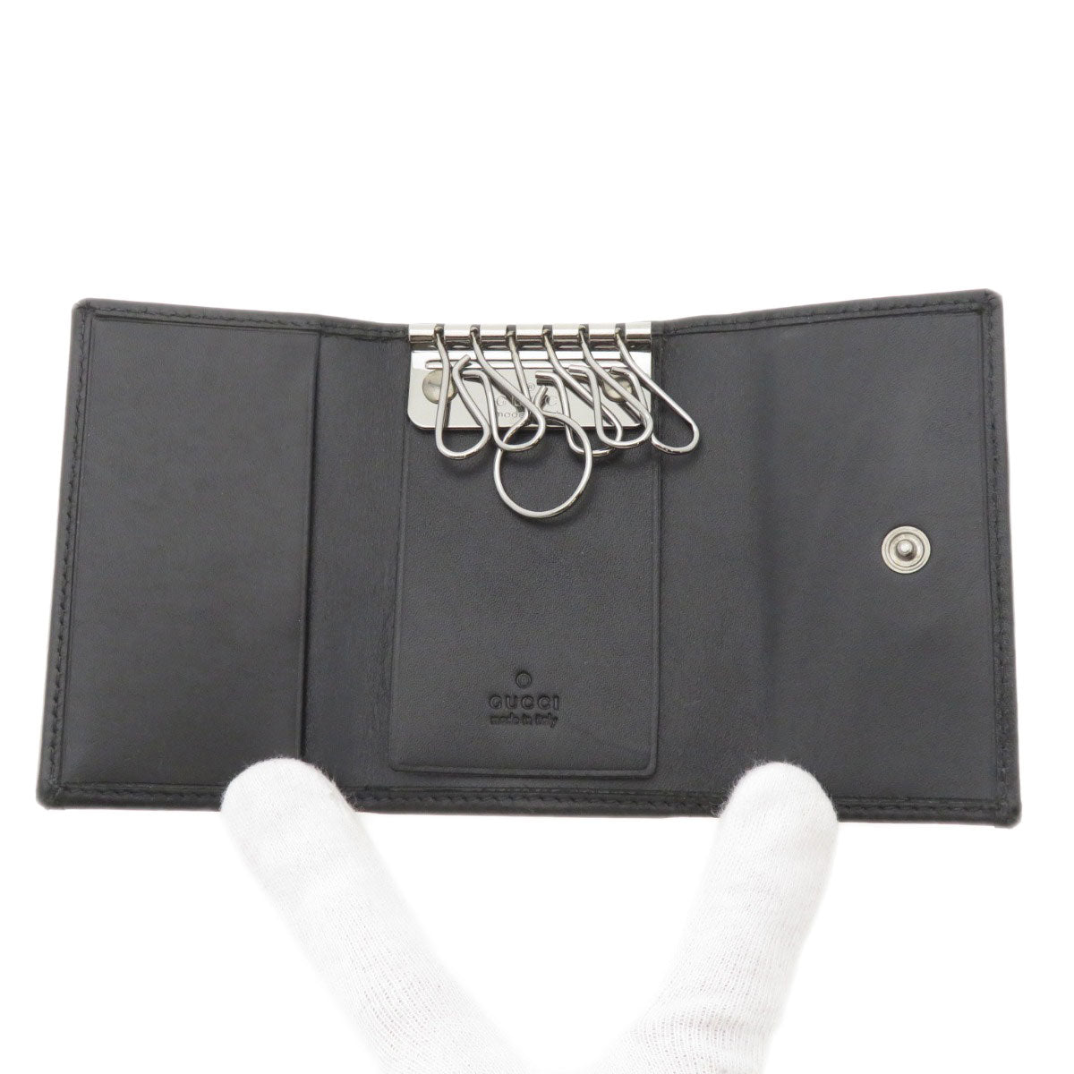 GUCCI Key case Key holder  92749 Calfskin black Logo motif