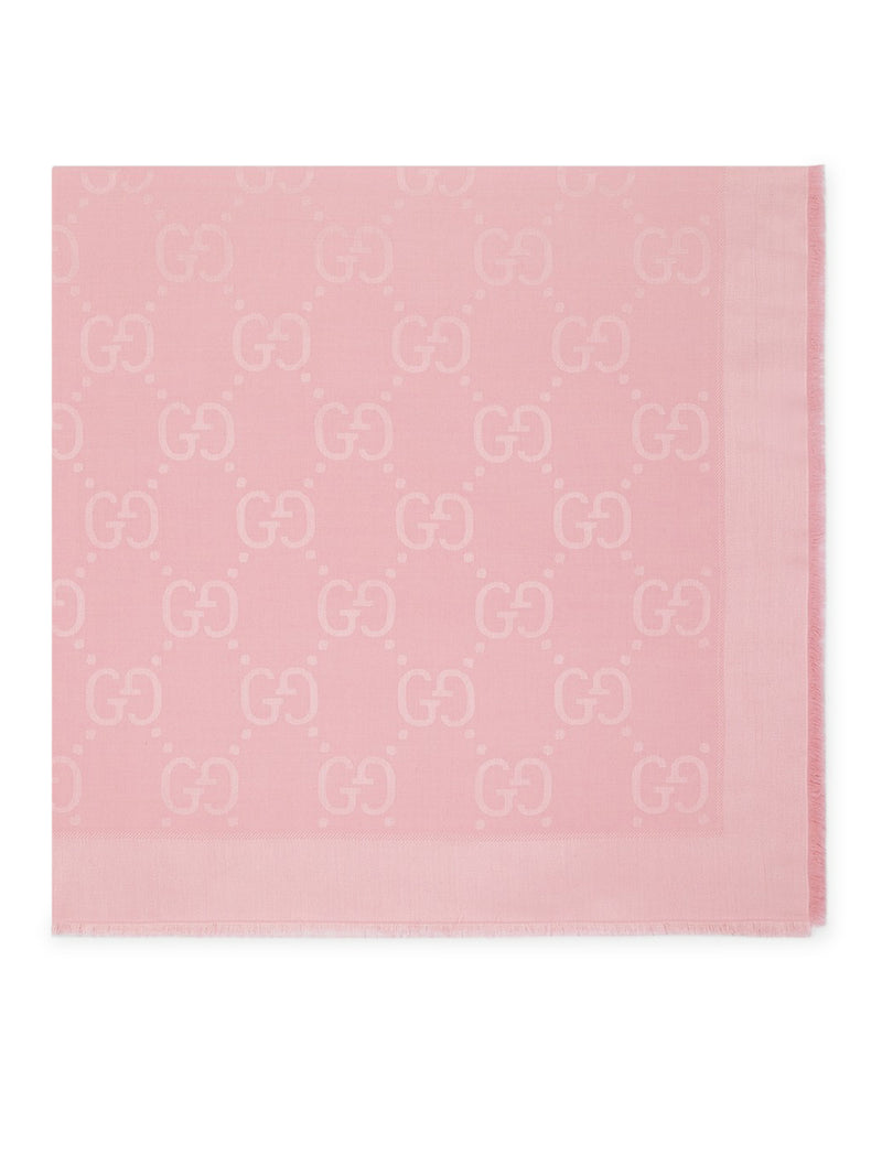 Gucci Women Jacquard Wool And Silk Shawl With Gg Motif