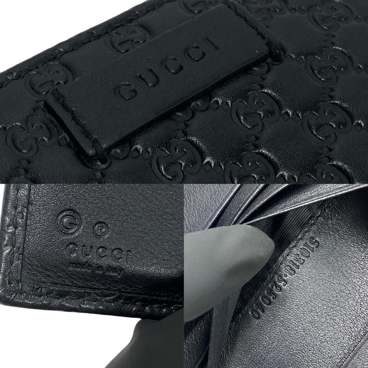 GUCCI Bifold Wallet leather black Guccisima