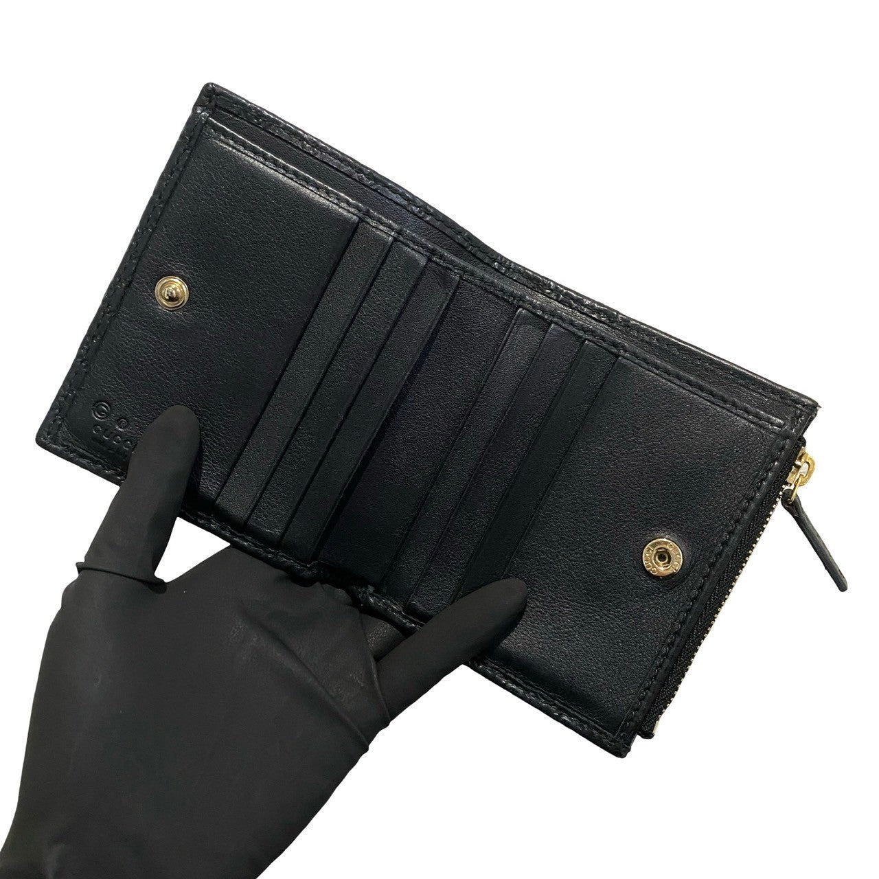 GUCCI Bifold Wallet leather black Guccisima